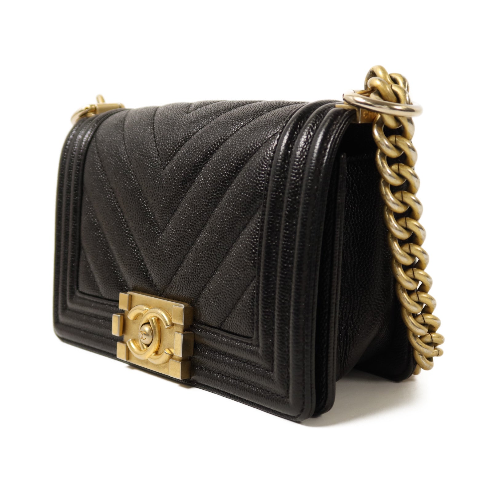 CHANEL 【激減優惠】牛皮皮革Boy 20金扣鏈帶肩背袋