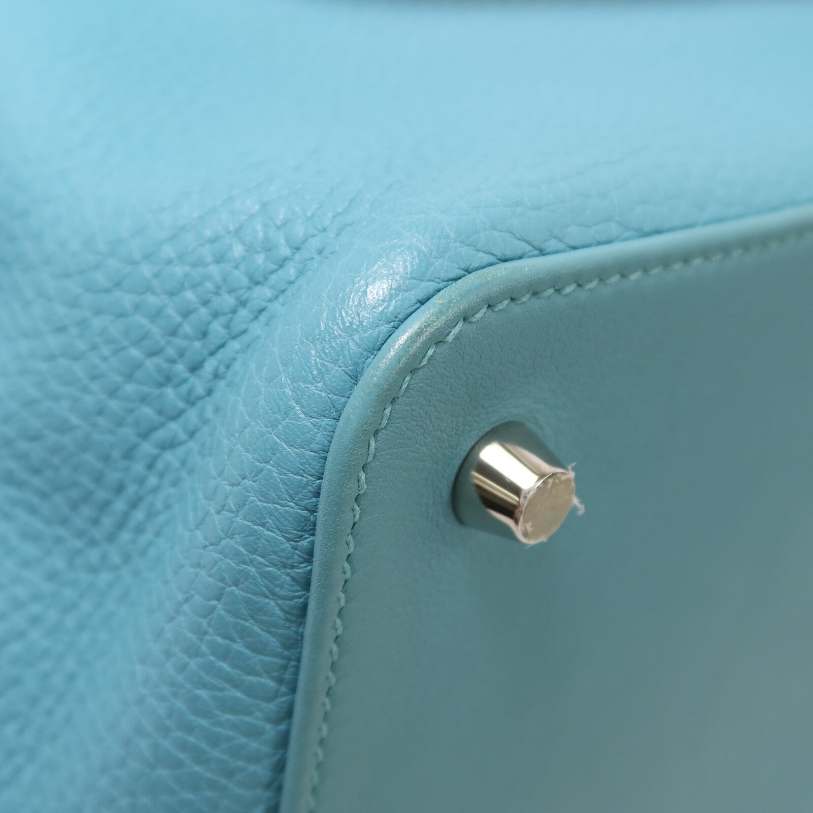 HERMES Clemence皮革Toolbox 26手挽肩背兩用袋Bleu Saint Cyr