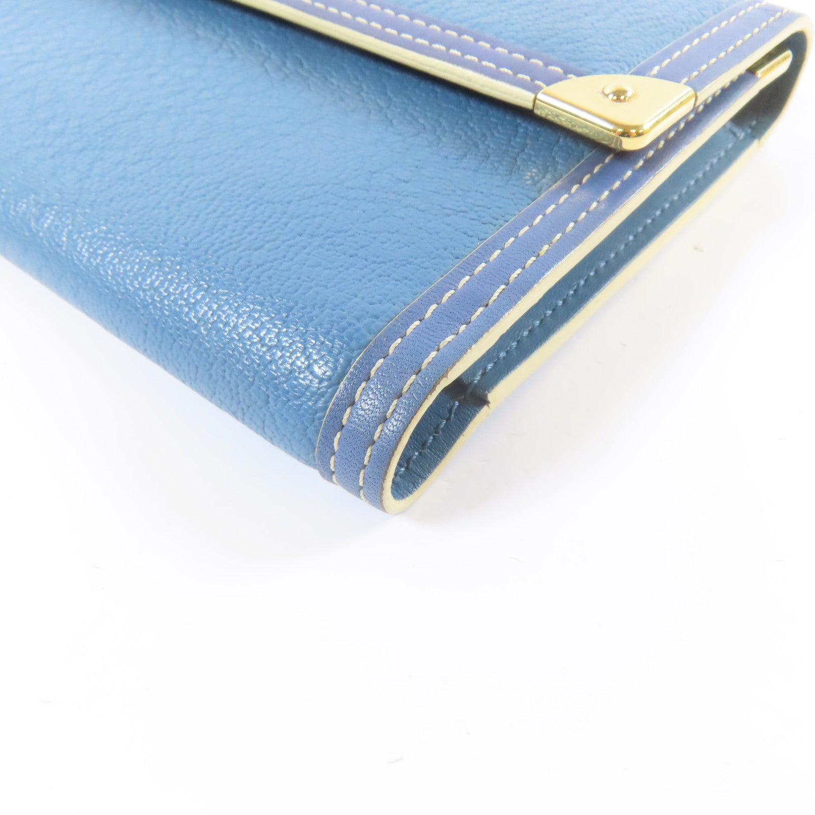 LOUIS VUITTON 【激減優惠】皮革Long Wallet金扣長錢包藍色