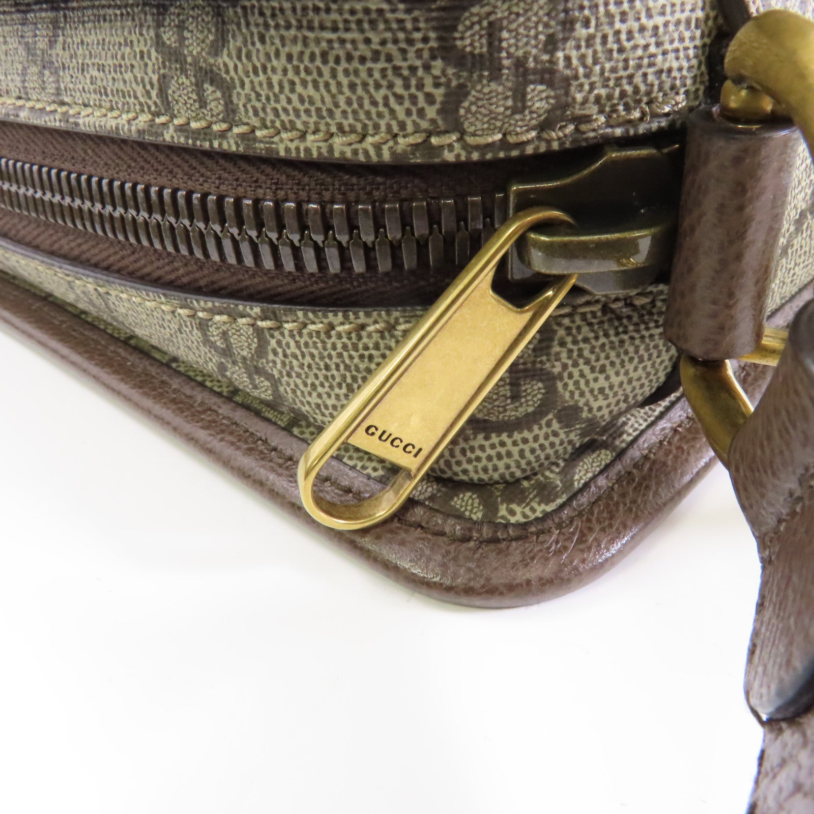 GUCCI 塗層帆布GG Superme Ophidia金扣手挽肩背兩用袋啡色