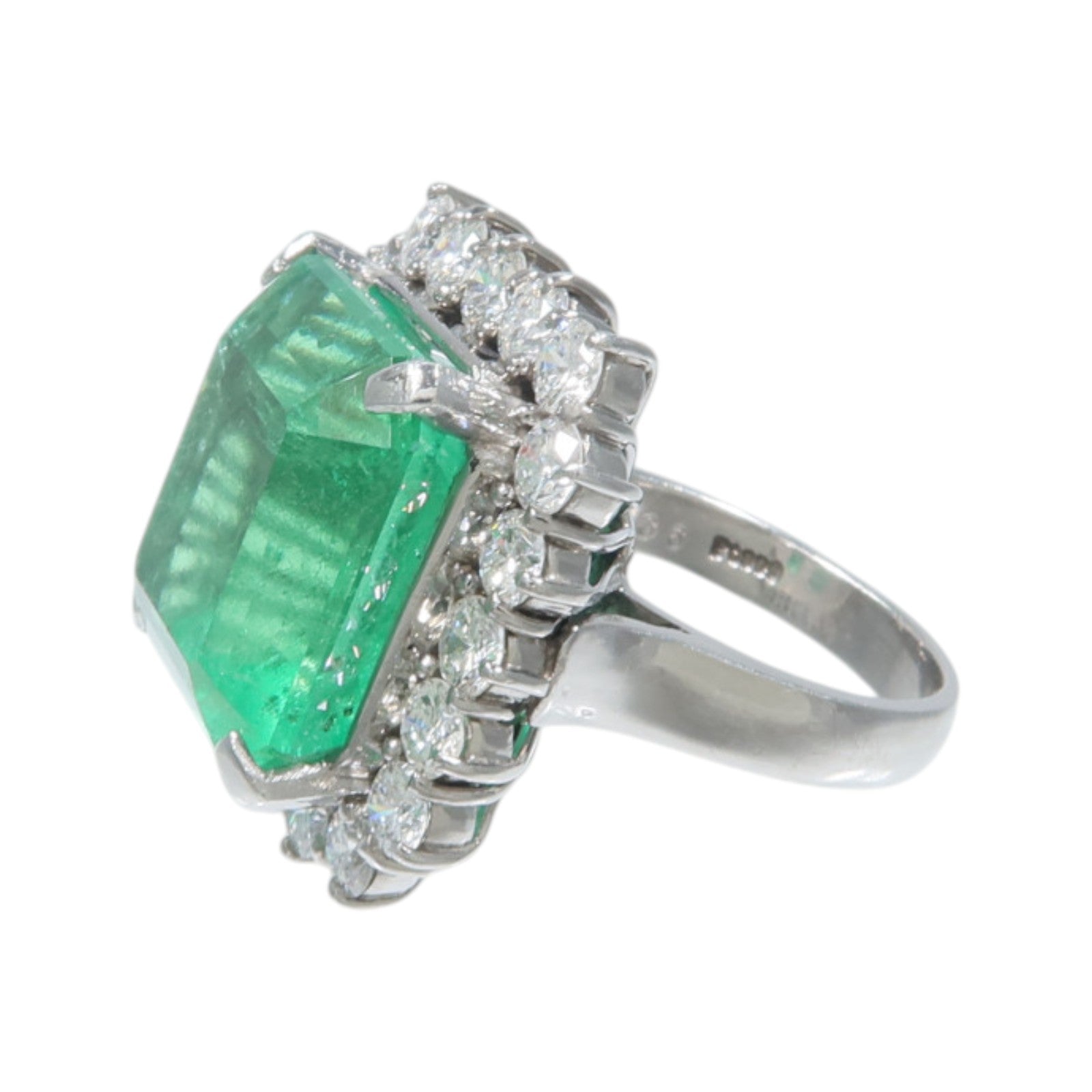 JEWELRY PT850鉑金Emerald Diamond Ring綠寶石/鑽石戒指