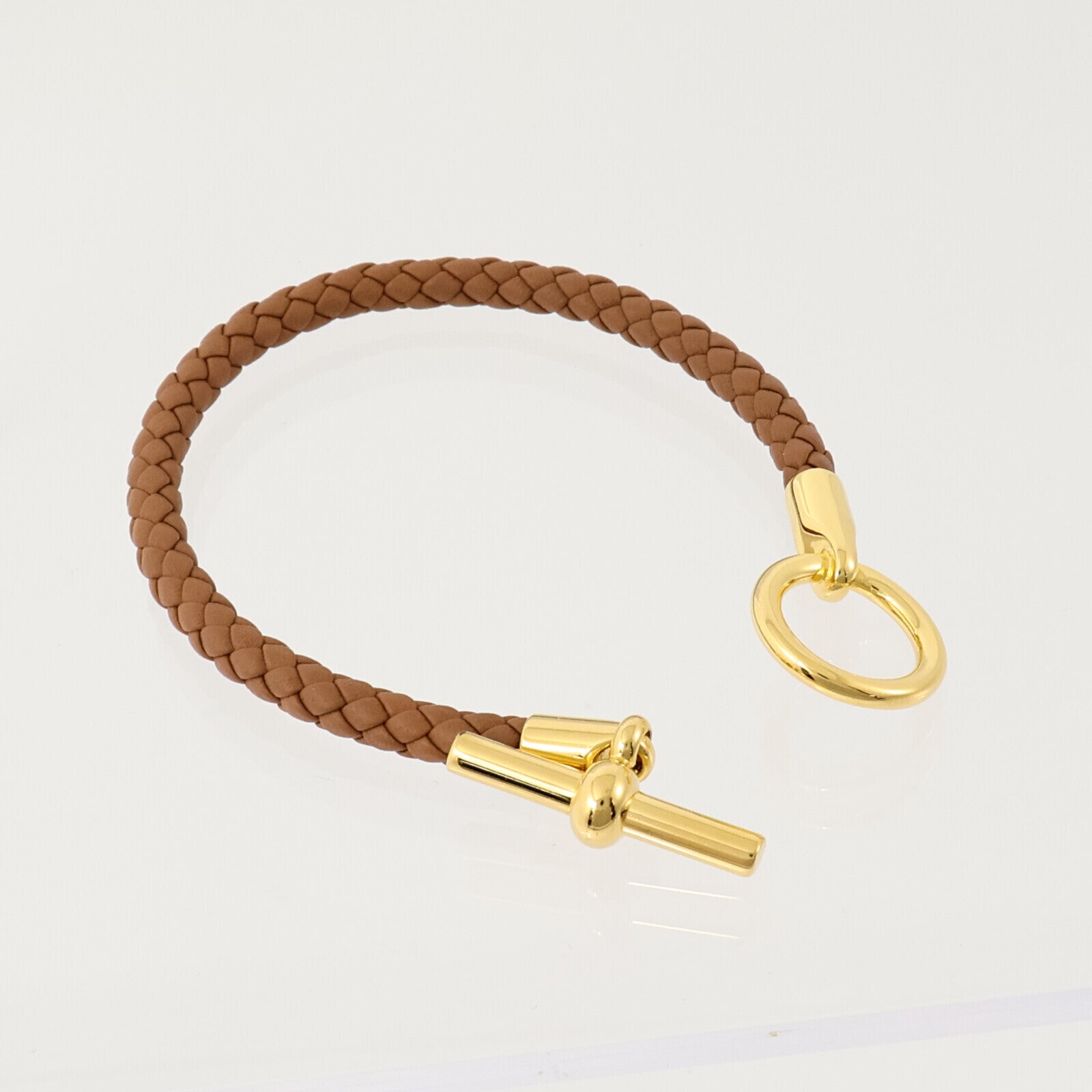 HERMES Swift皮革/金屬Glenan H Bracelet金扣手鏈Gold