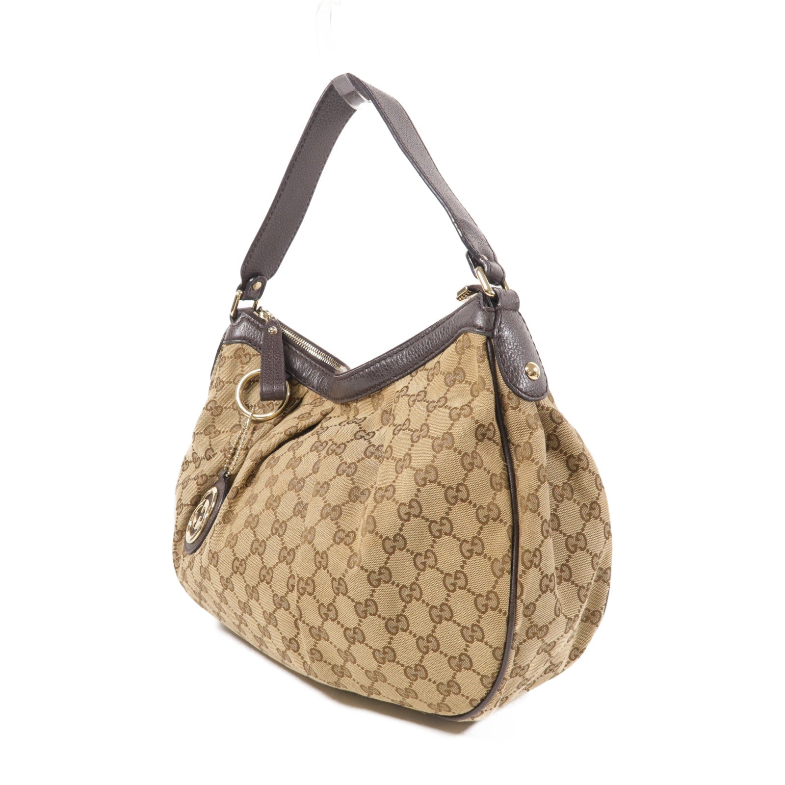 GUCCI GG GHW Shoulder Bag 364843 Canvas Brown