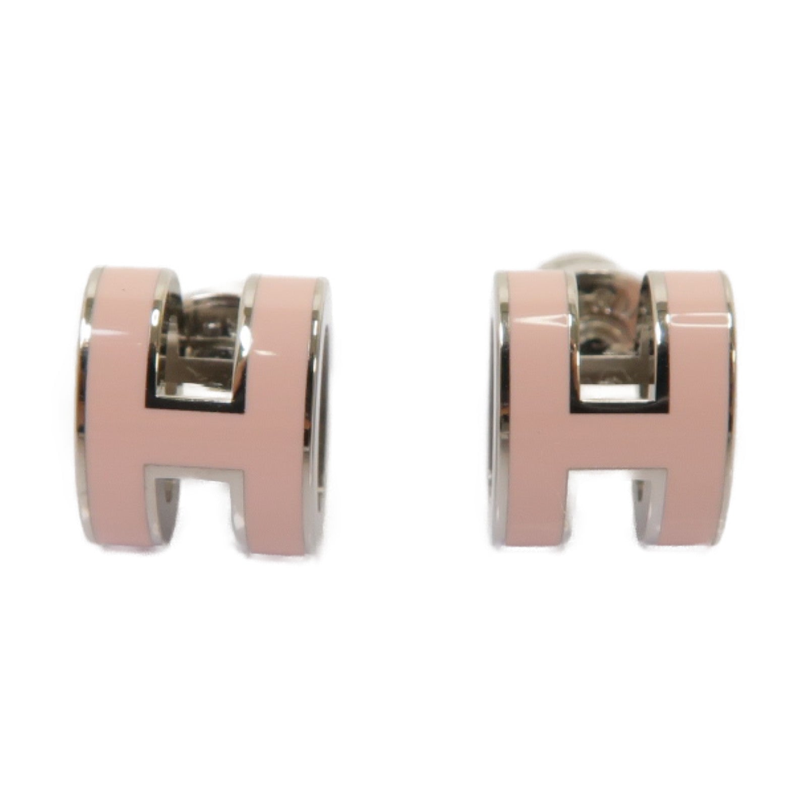 HERMES 金屬Pop H Earrings耳環粉紅色/銀色