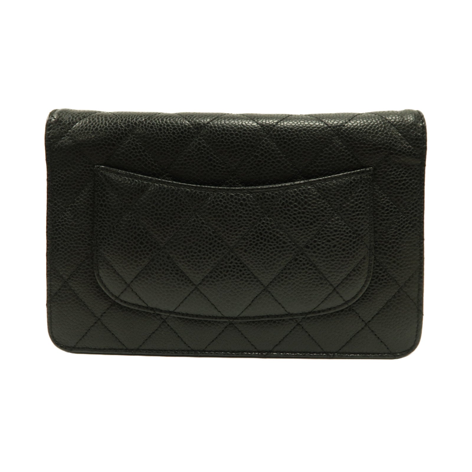 CHANEL 【激減優惠】菱格Caviar皮革Wallet On Chain金扣鏈帶肩背袋黑色