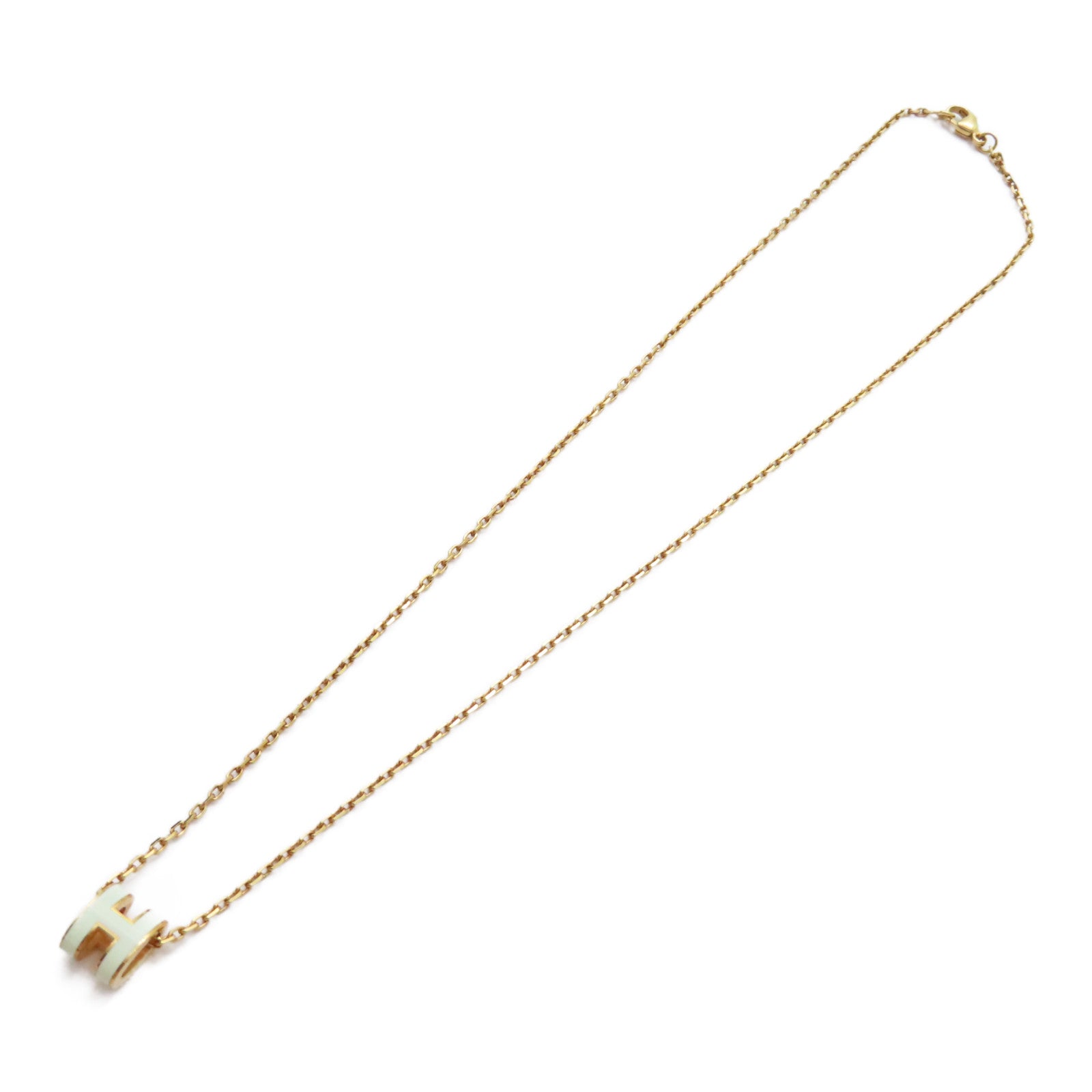 HERMES 金屬Mini Pop H Necklace項鍊汽泡綠色/金色