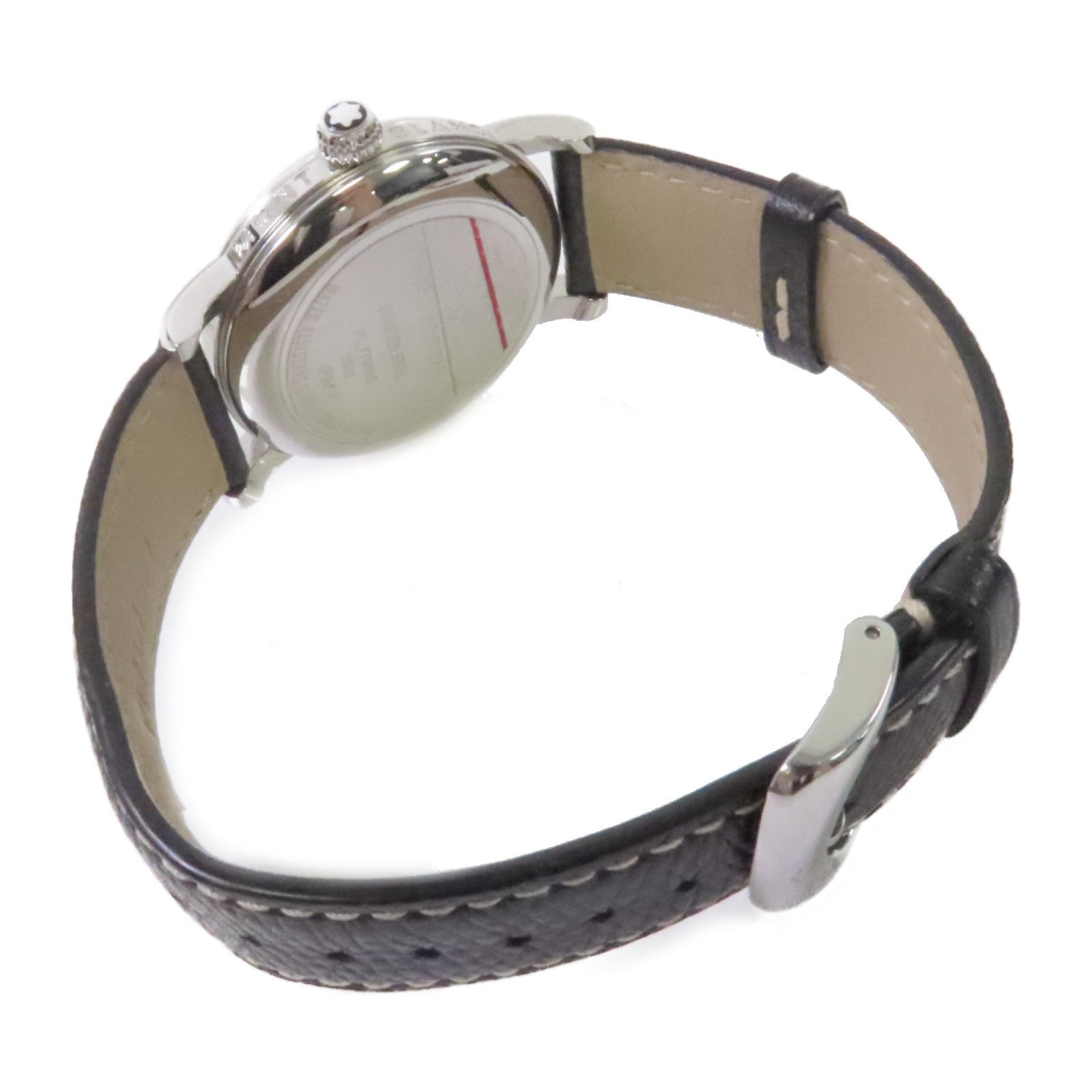 MONTBLANC Meisterstuck Watch不鏽鋼/牛皮皮帶石英機芯手錶白色