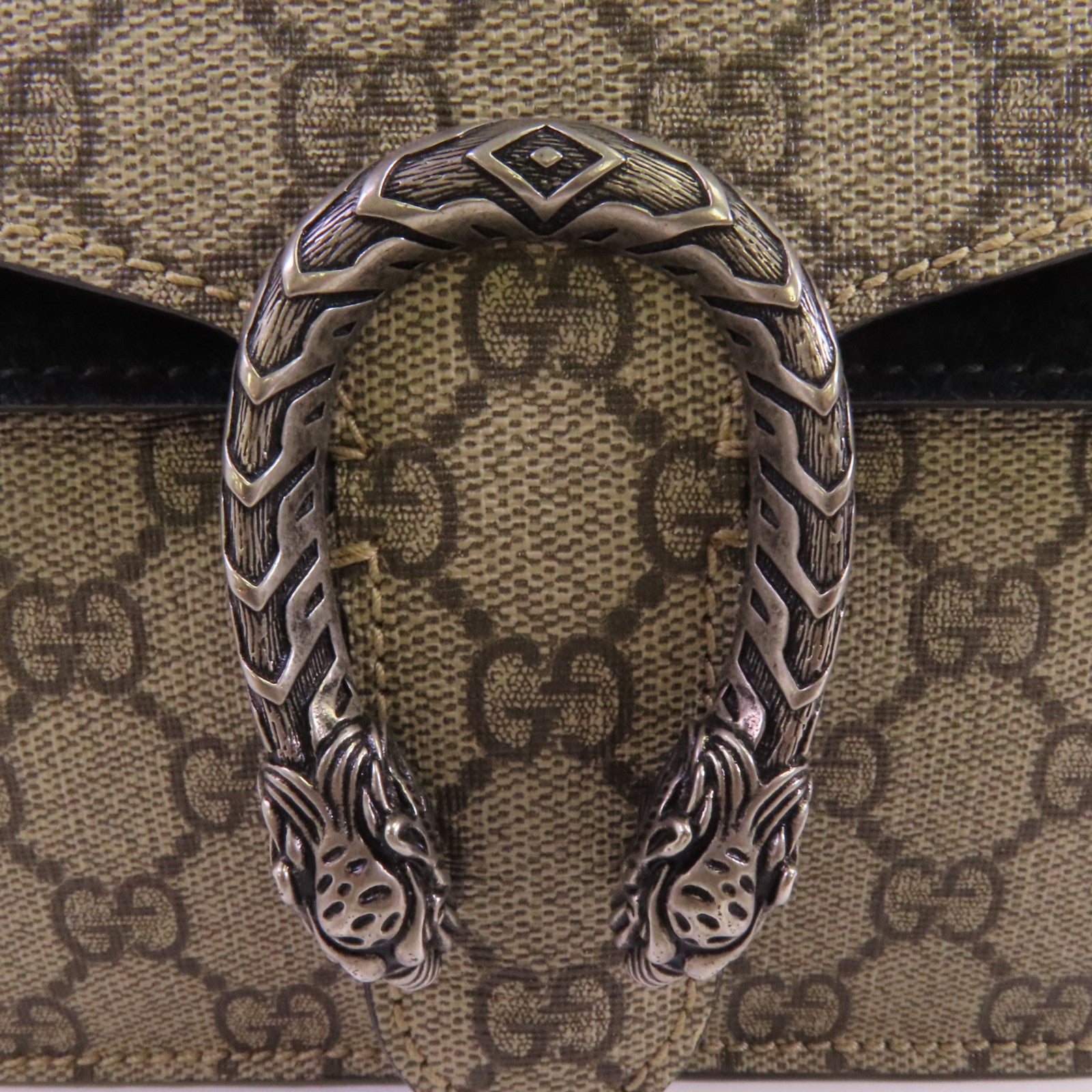 GUCCI 塗層帆布Dionysus GG Supreme Mini銀扣鏈帶肩背袋