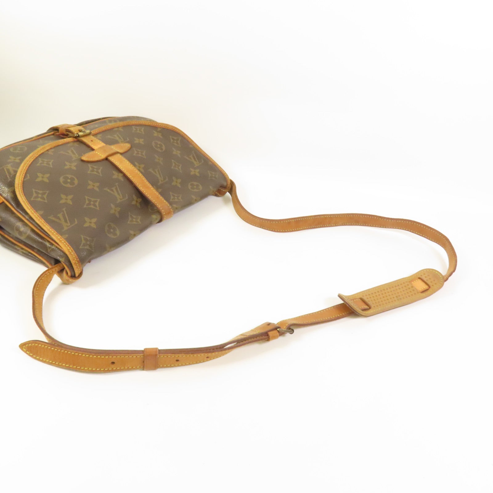 LOUIS VUITTON Monogram Saumur 30金扣肩背袋棕色