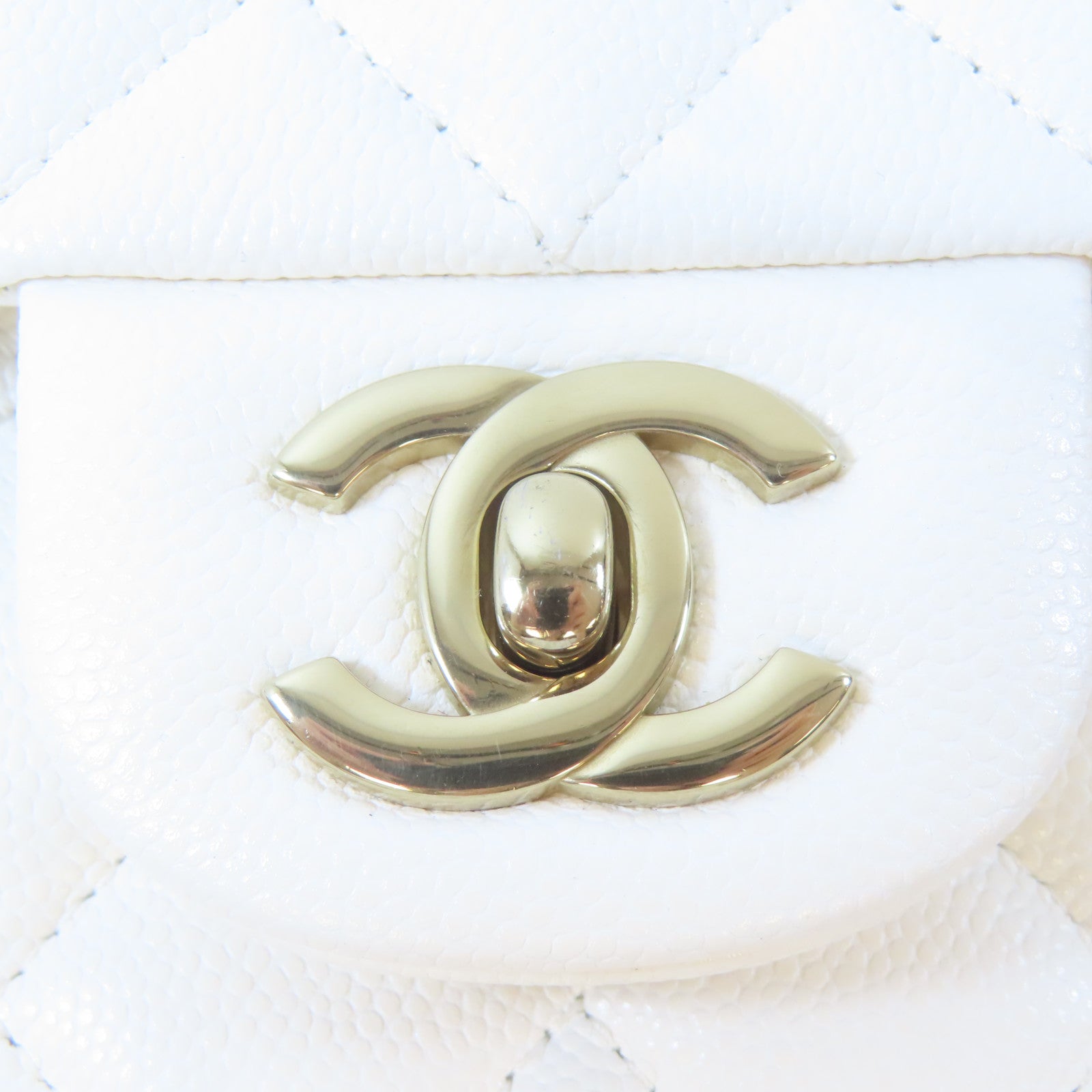 CHANEL 【激減優惠】菱格牛皮皮革Classic 23金扣鏈帶肩背袋白色