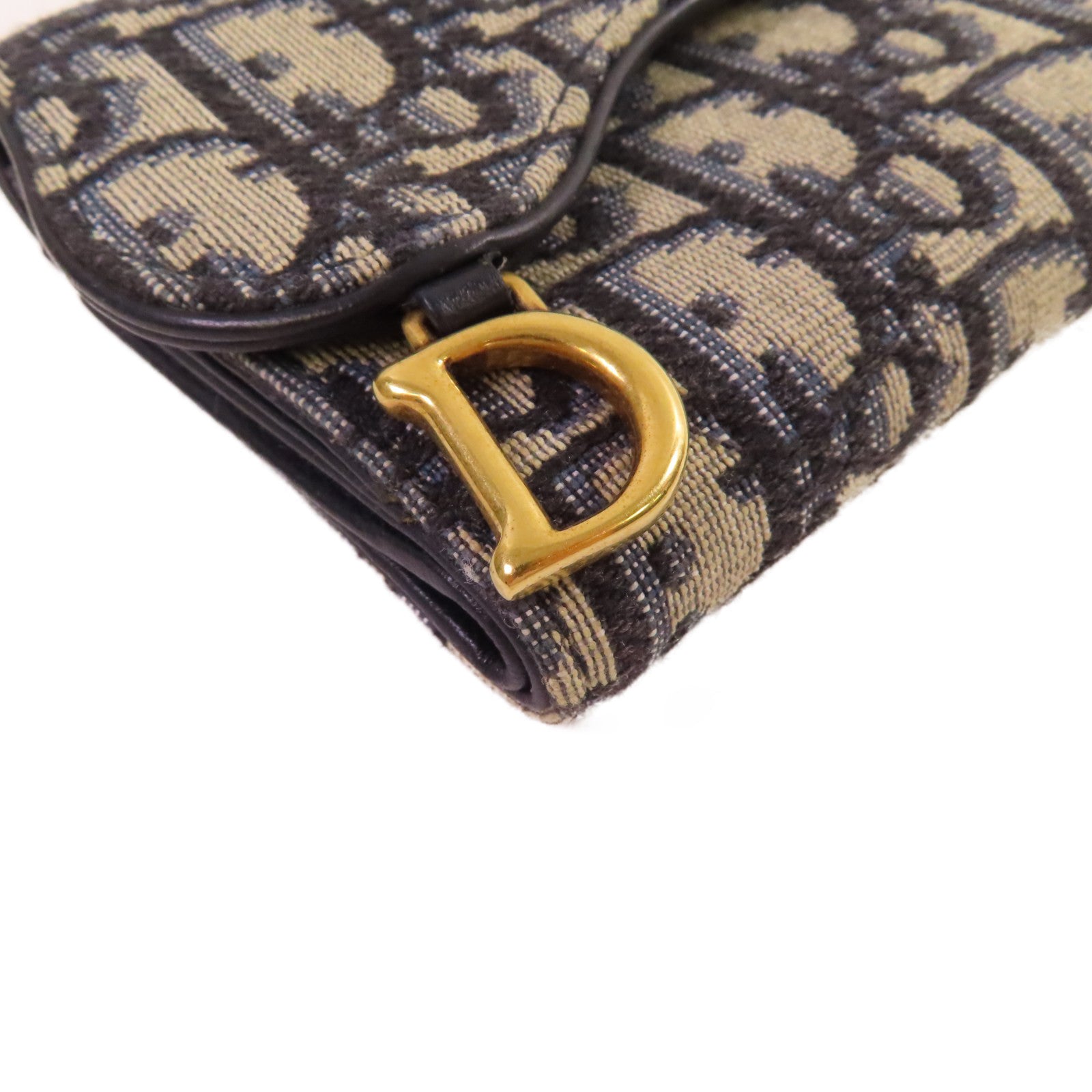 Dior Oblique帆布Short Wallet金扣短錢包藍色