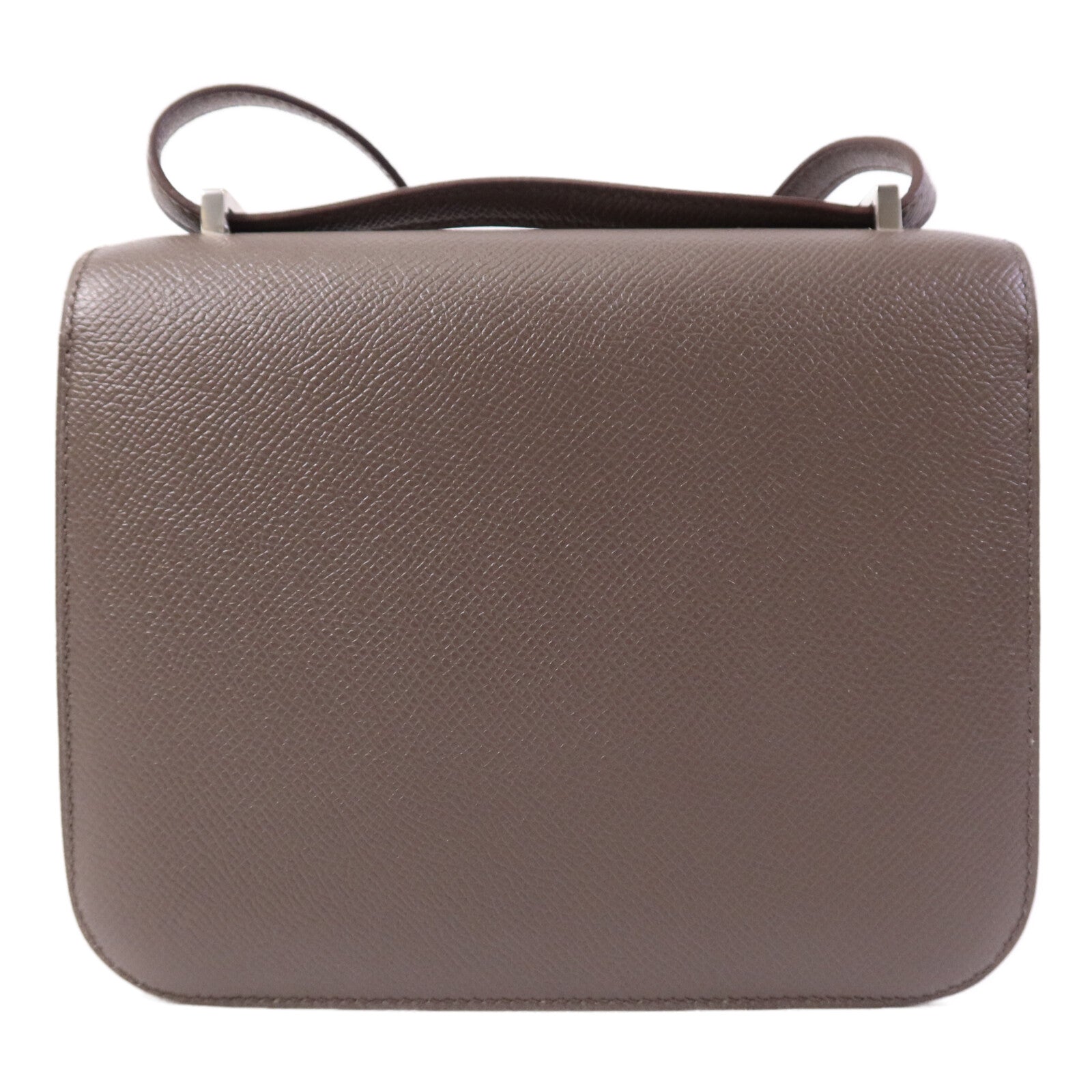 HERMES Epsom皮革Constance Mini銀扣肩背袋Etain