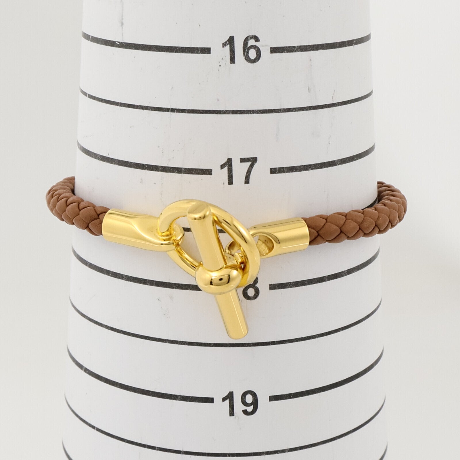 HERMES Swift皮革/金屬Glenan H Bracelet金扣手鏈Gold
