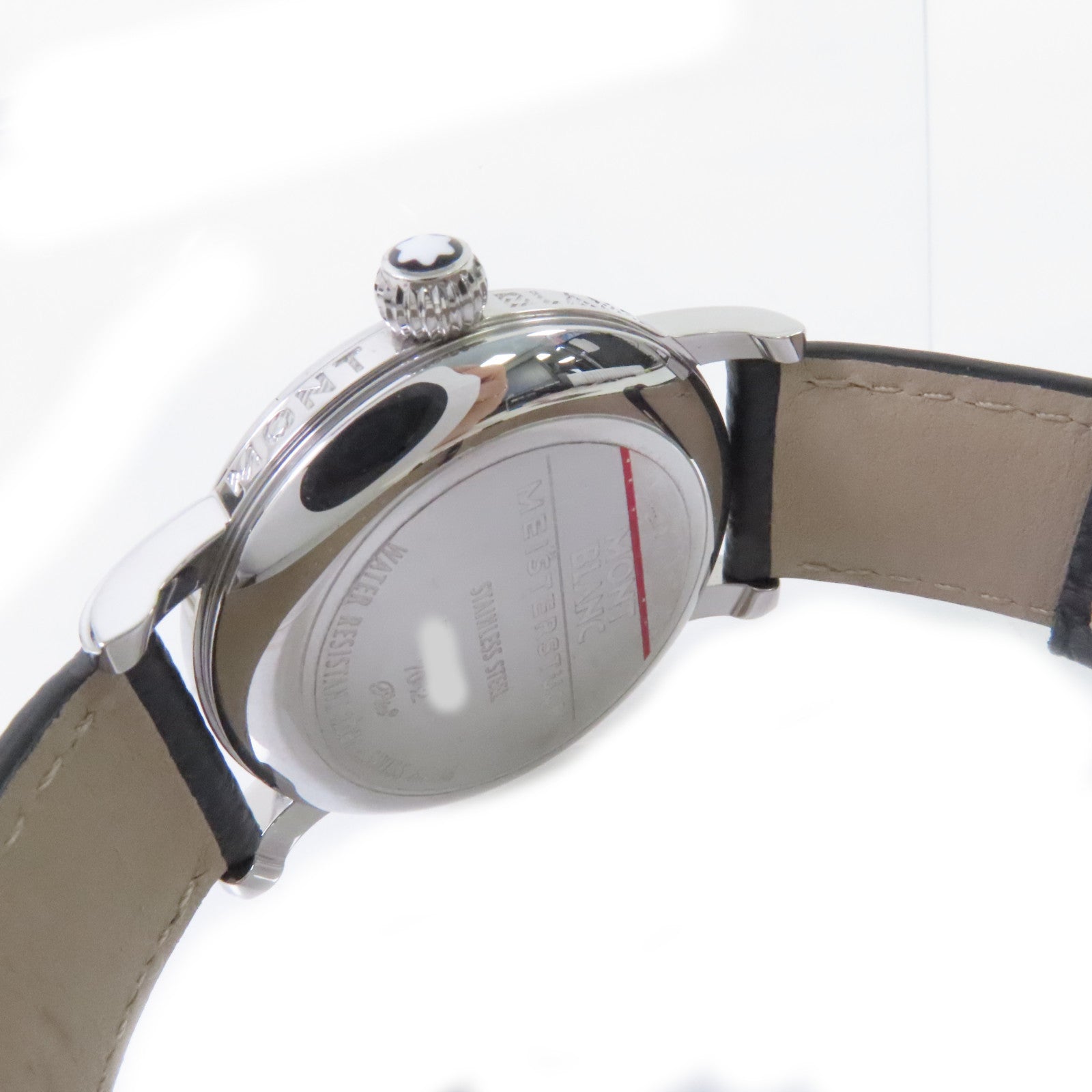 MONTBLANC Meisterstuck Watch不鏽鋼/牛皮皮帶石英機芯手錶白色