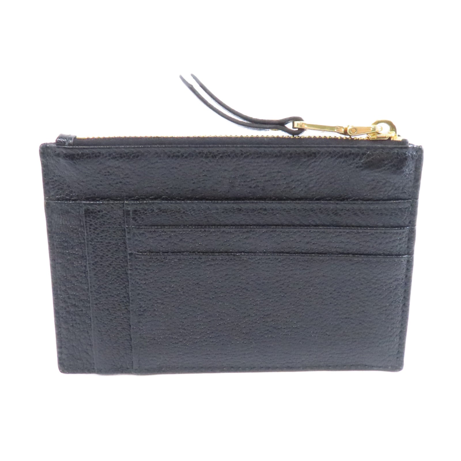 Miu Miu 牛皮皮革Card Case金扣卡片套黑色