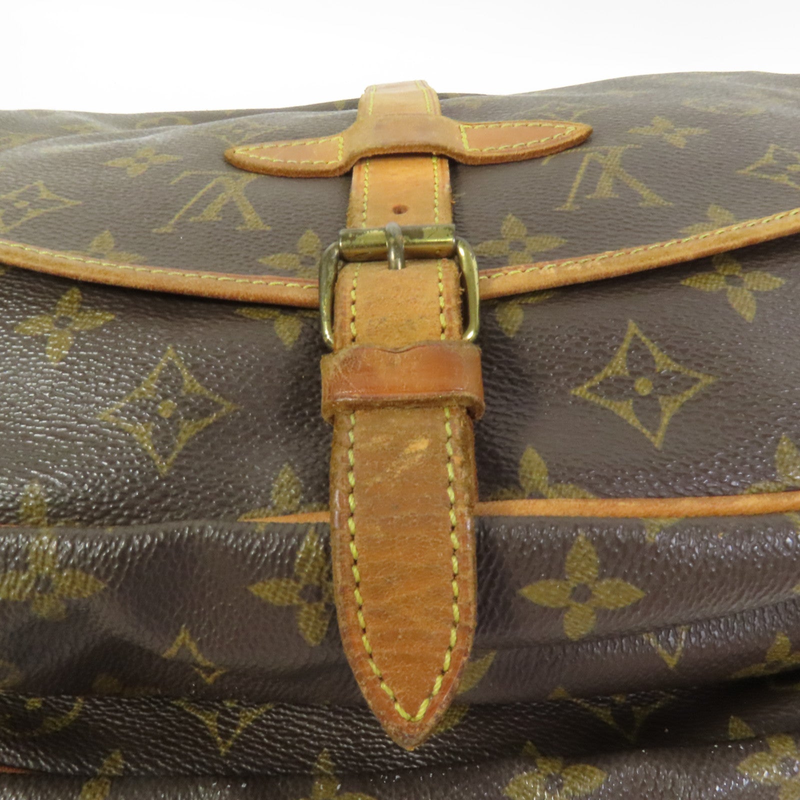LOUIS VUITTON Monogram Saumur 30金扣肩背袋棕色