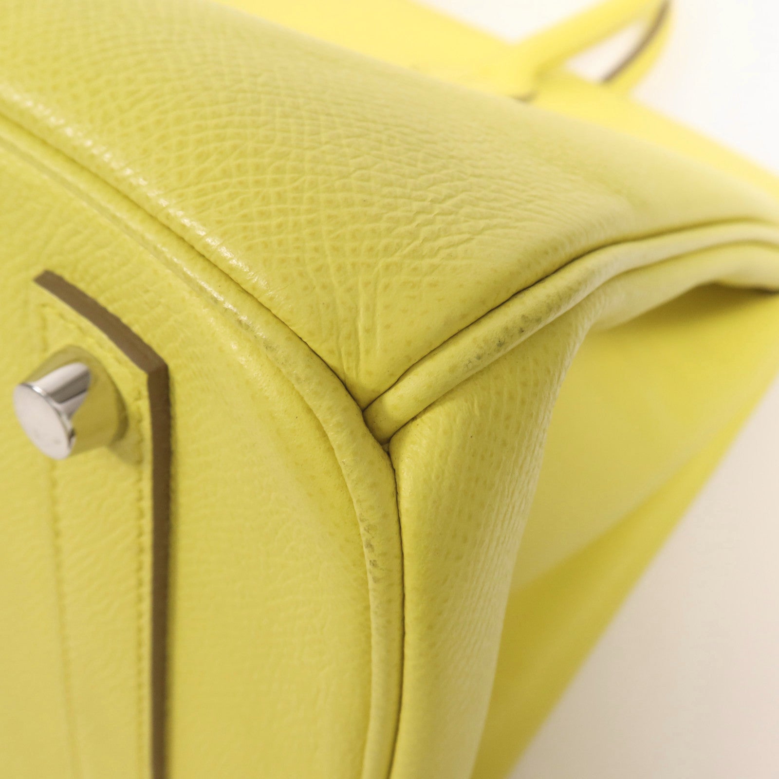 HERMES Epsom皮革Birkin 35銀扣手挽袋Lime