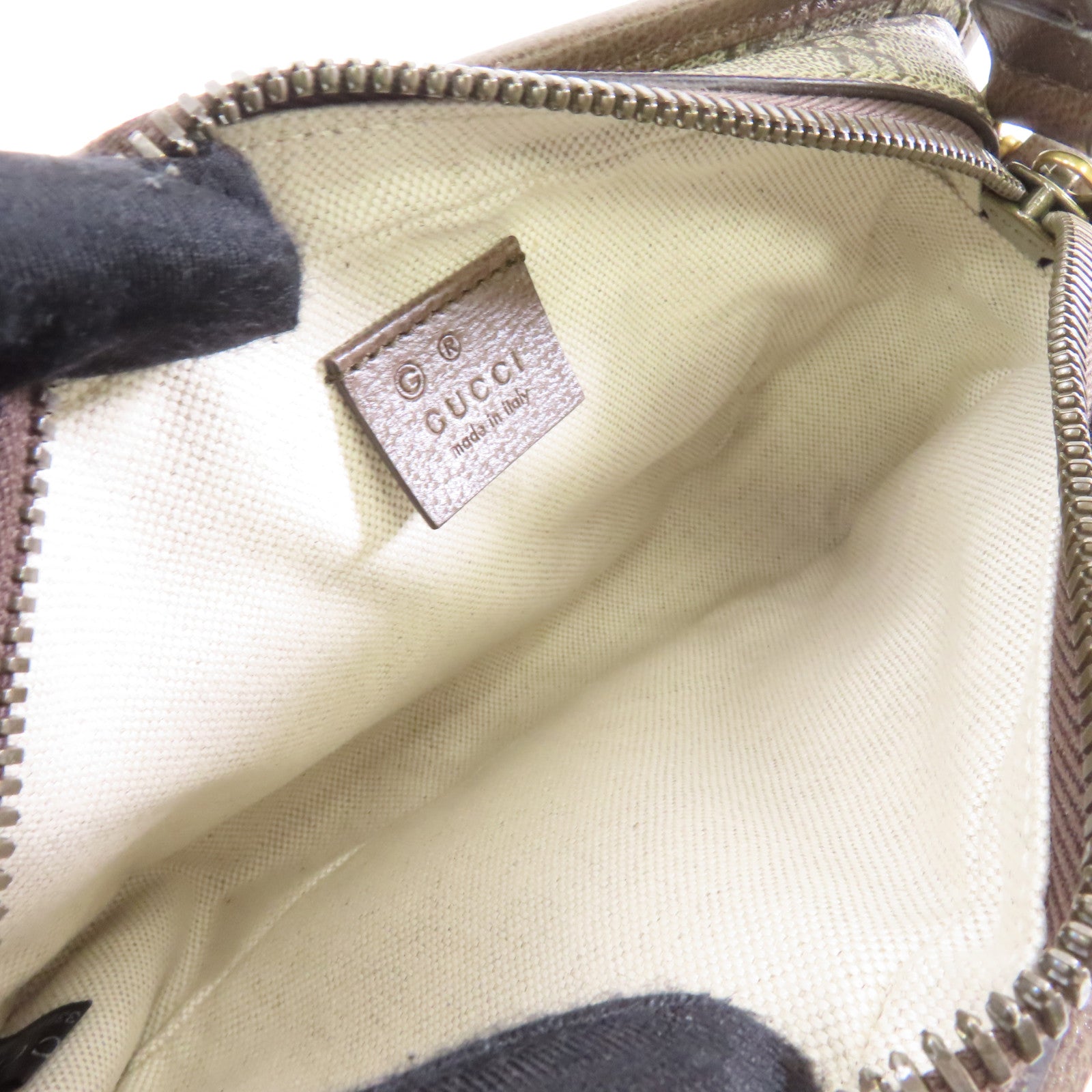 GUCCI 塗層帆布GG Superme Ophidia金扣手挽肩背兩用袋啡色
