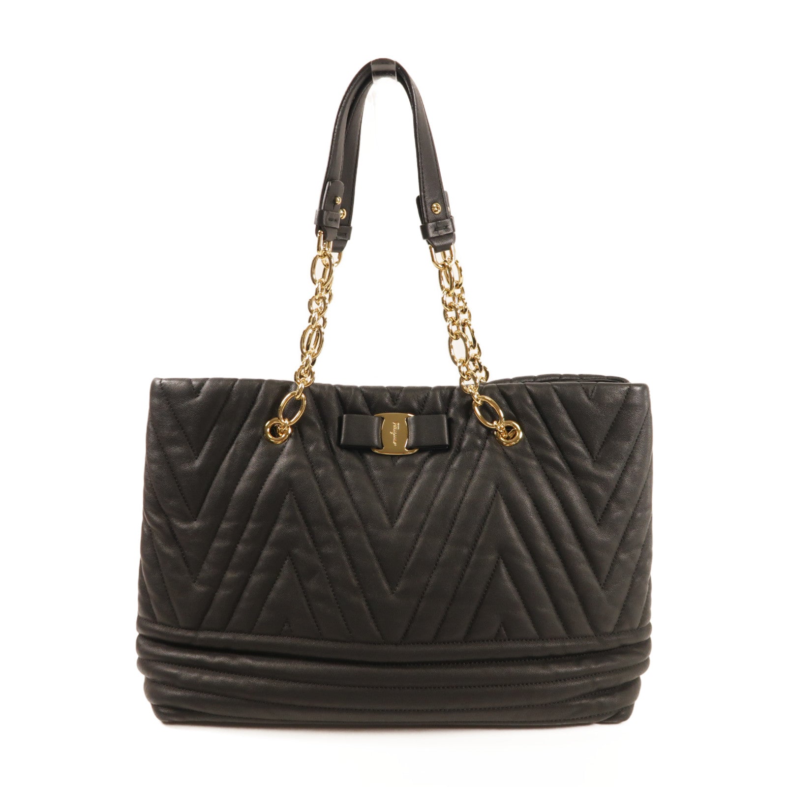 Salvatore Ferragamo 牛皮皮革Hand Bag金扣肩背袋