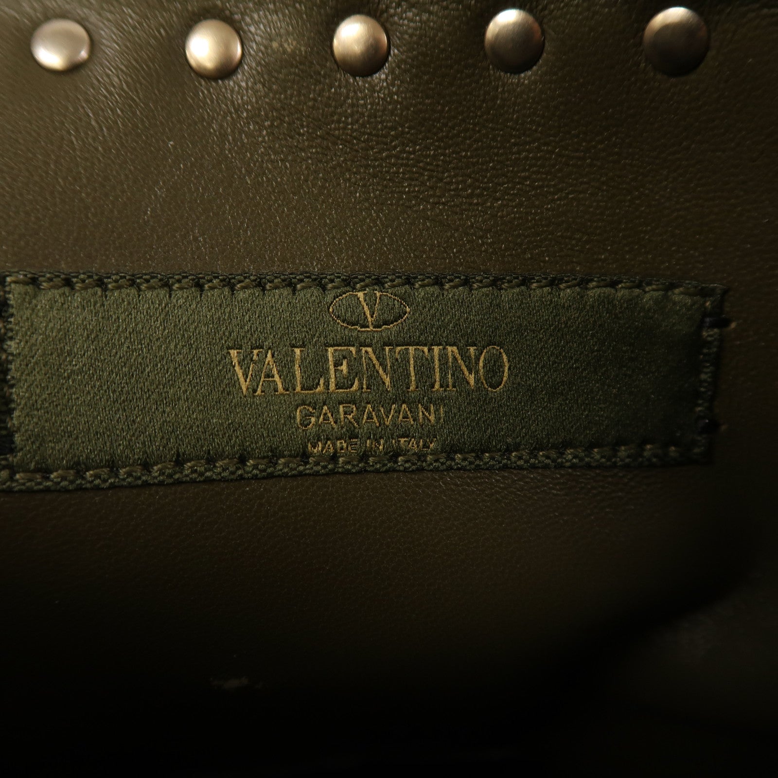 Valentino 皮革/帆布Shoulder Bag金扣肩背袋