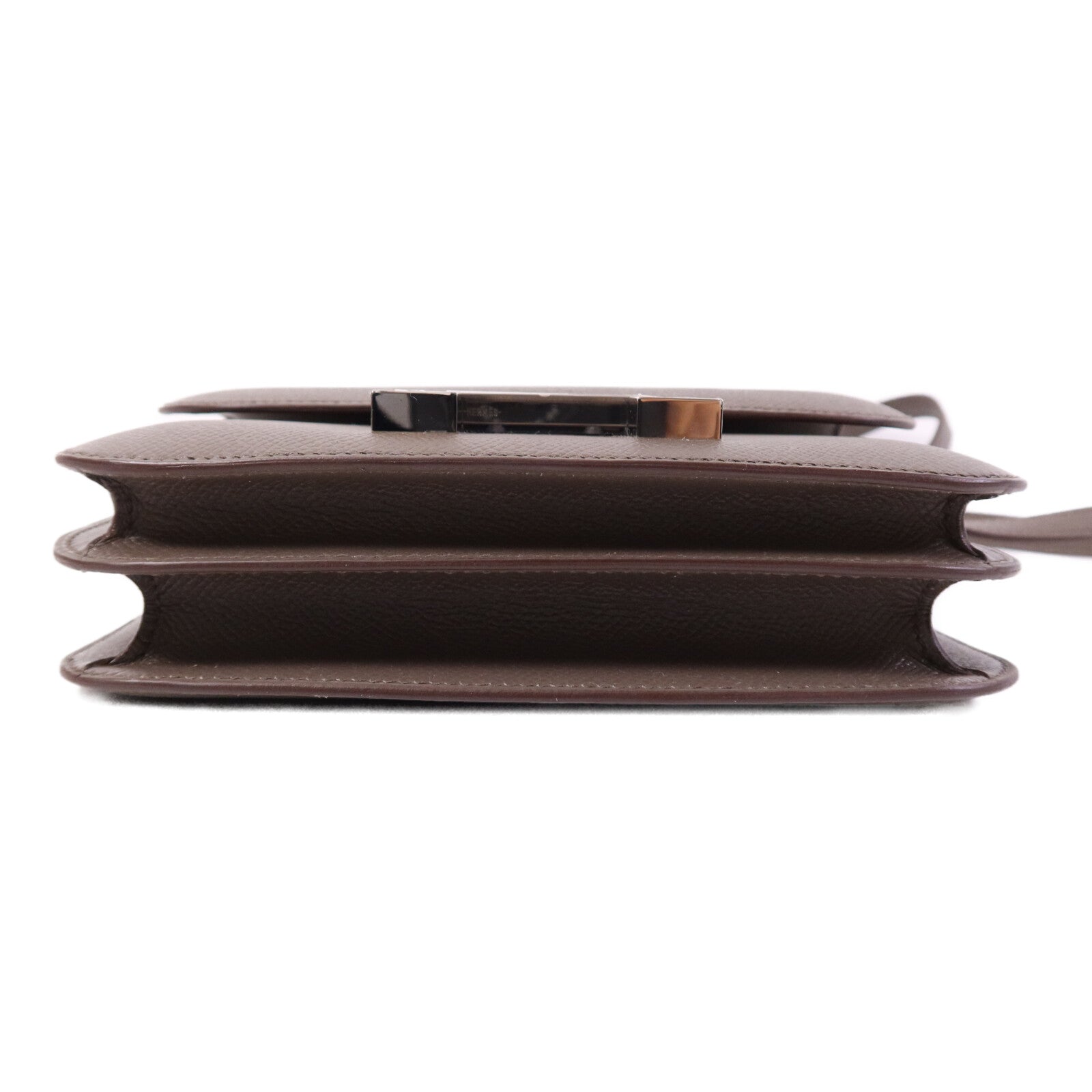 HERMES Epsom皮革Constance Mini銀扣肩背袋Etain