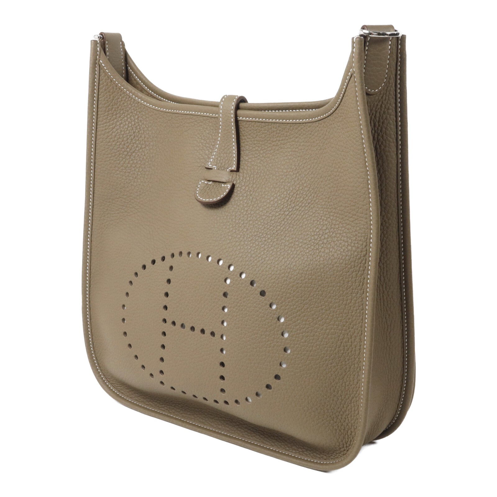 HERMES Clemence皮革Evelyne PM肩背袋Etoupe