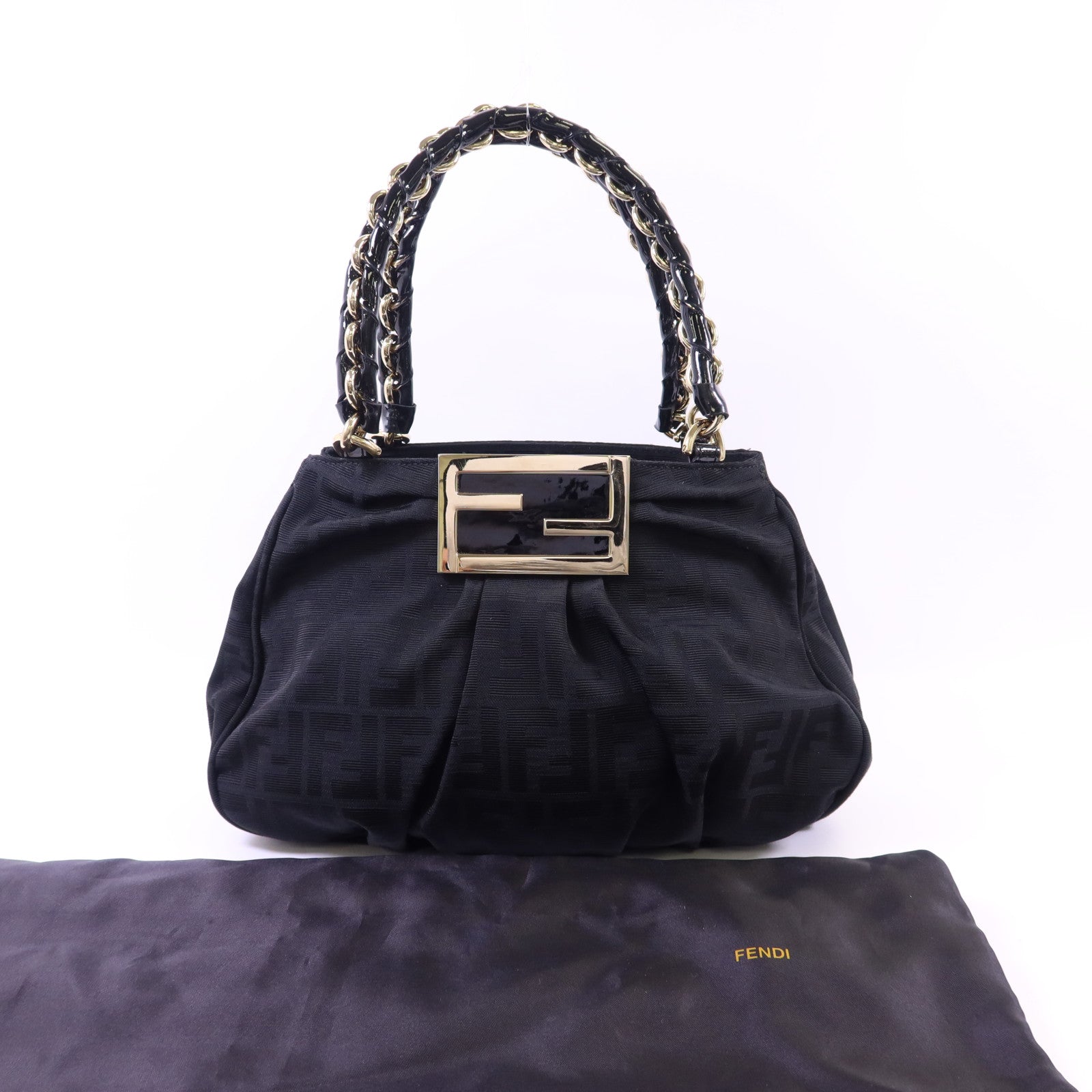 FENDI 帆布Shoulder Bag金扣肩背袋