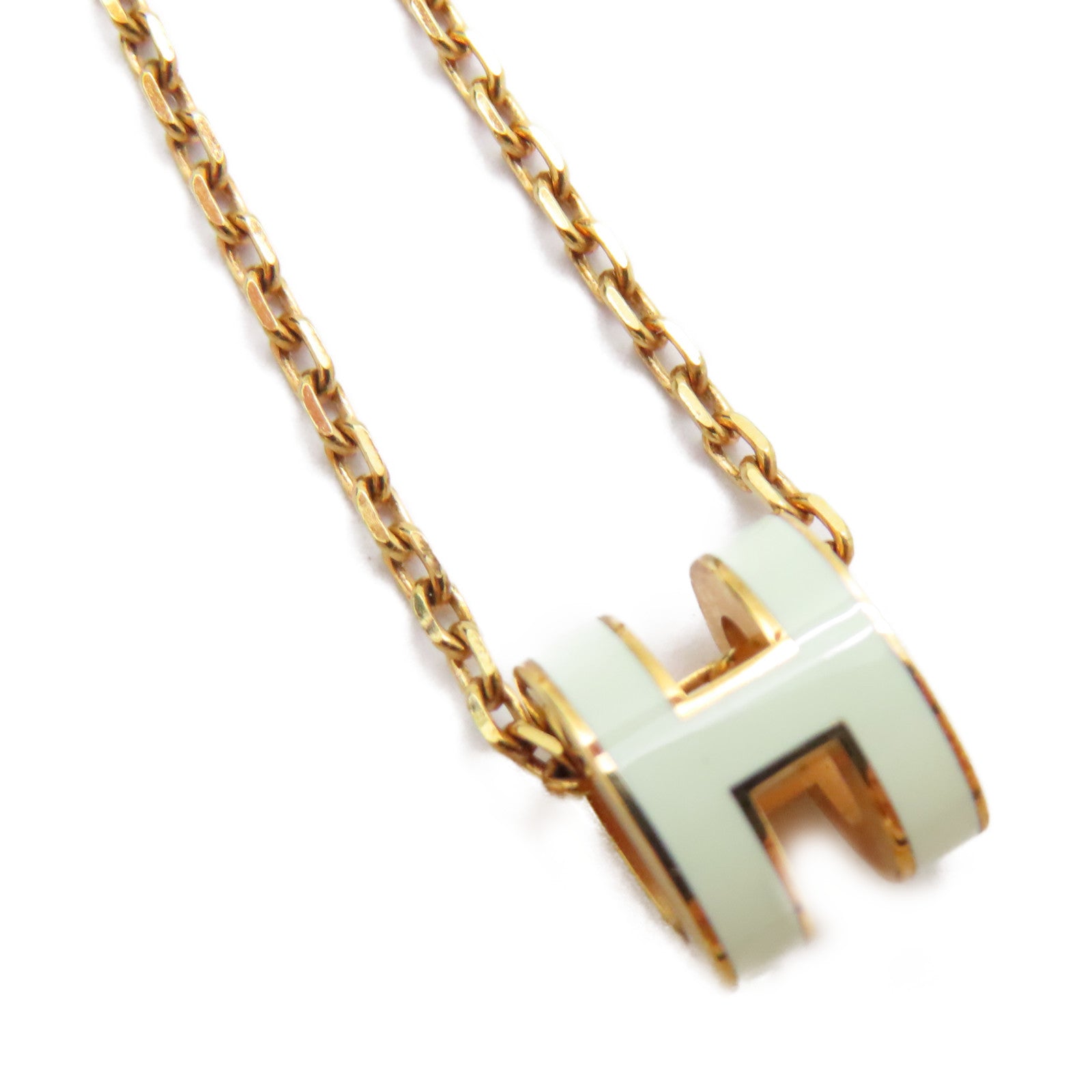 HERMES 金屬Mini Pop H Necklace項鍊汽泡綠色/金色