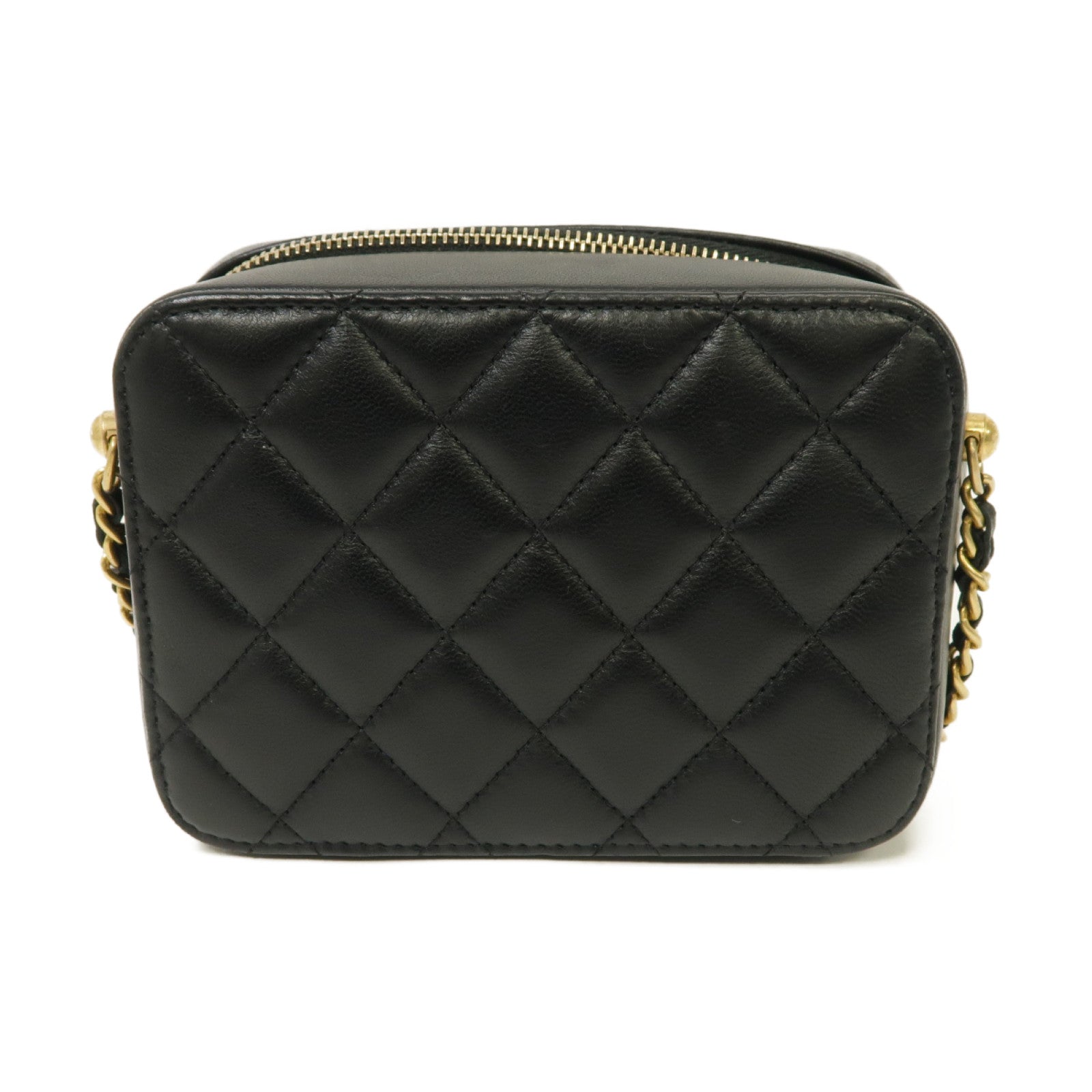 CHANEL 【激減優惠】菱格Caviar皮革Chain Camera Bag金扣鏈帶肩背袋黑色