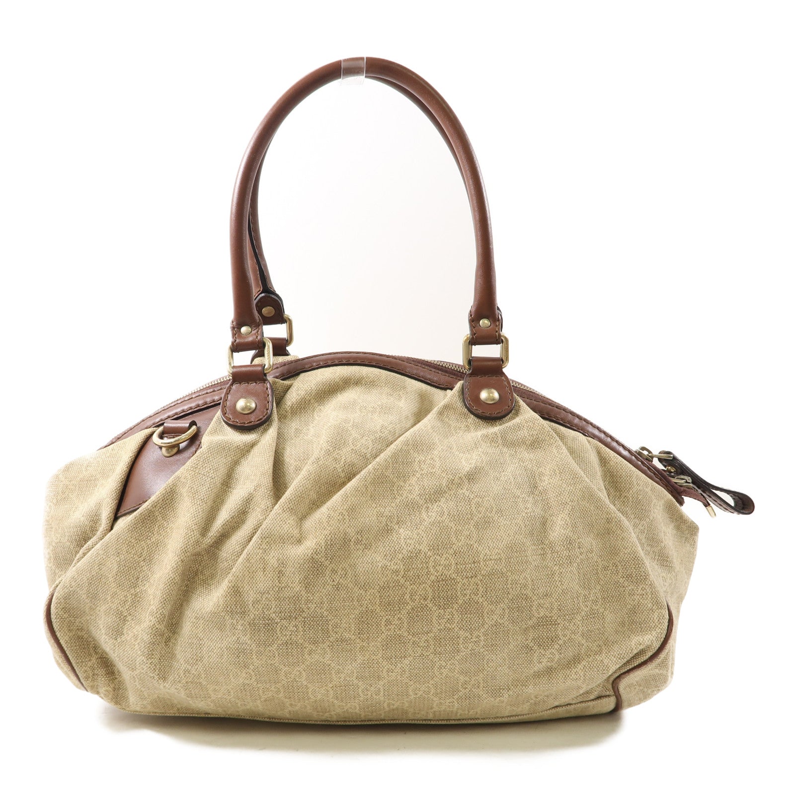 GUCCI 帆布Sukey Hobo金扣手挽肩背兩用袋棕色