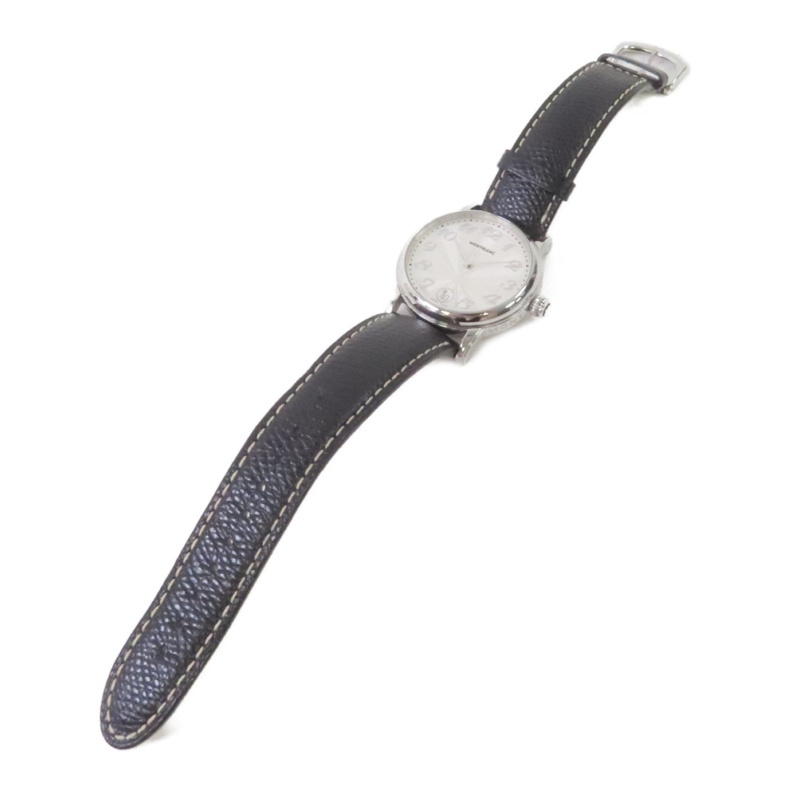 MONTBLANC Meisterstuck Watch不鏽鋼/牛皮皮帶石英機芯手錶白色