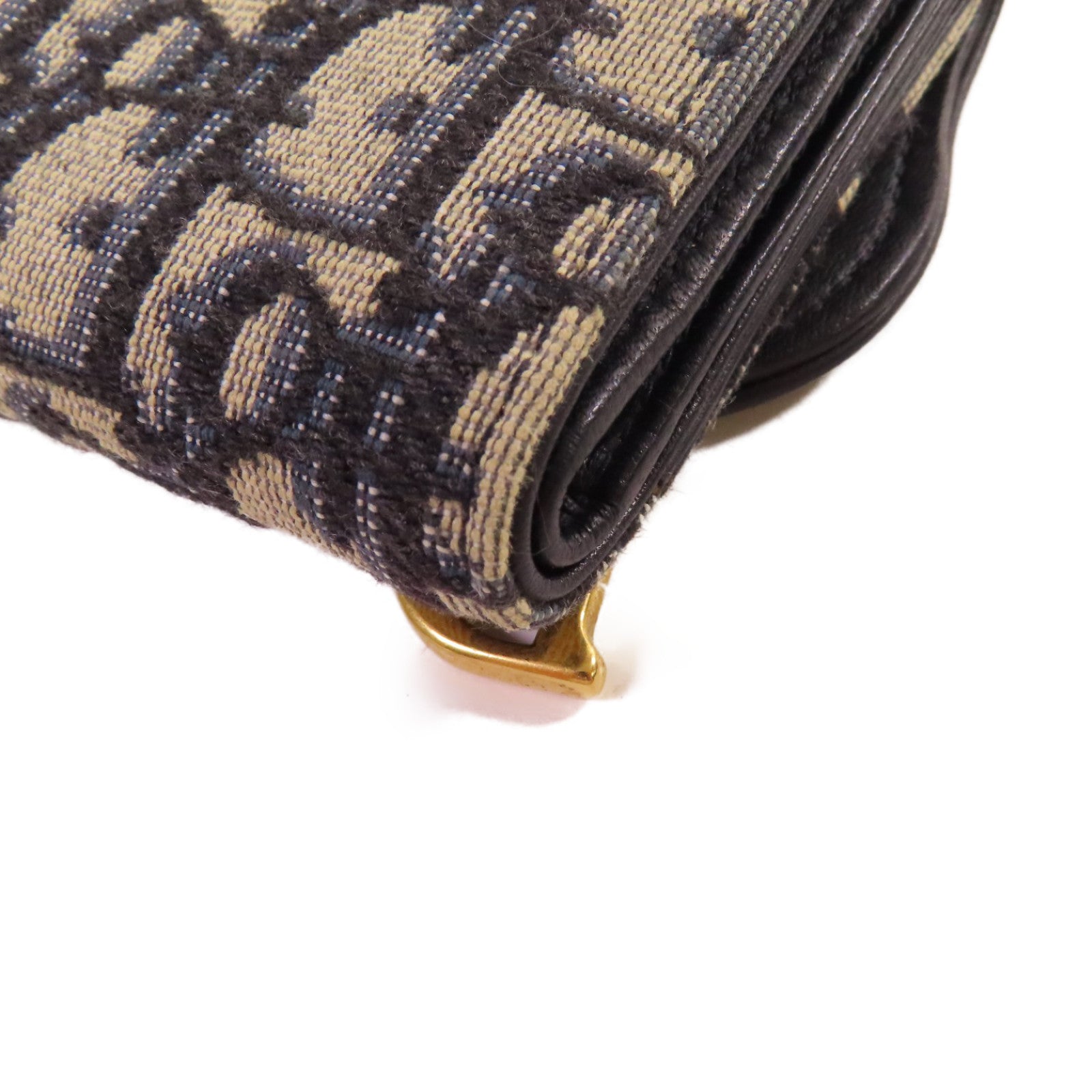 Dior Oblique帆布Short Wallet金扣短錢包藍色
