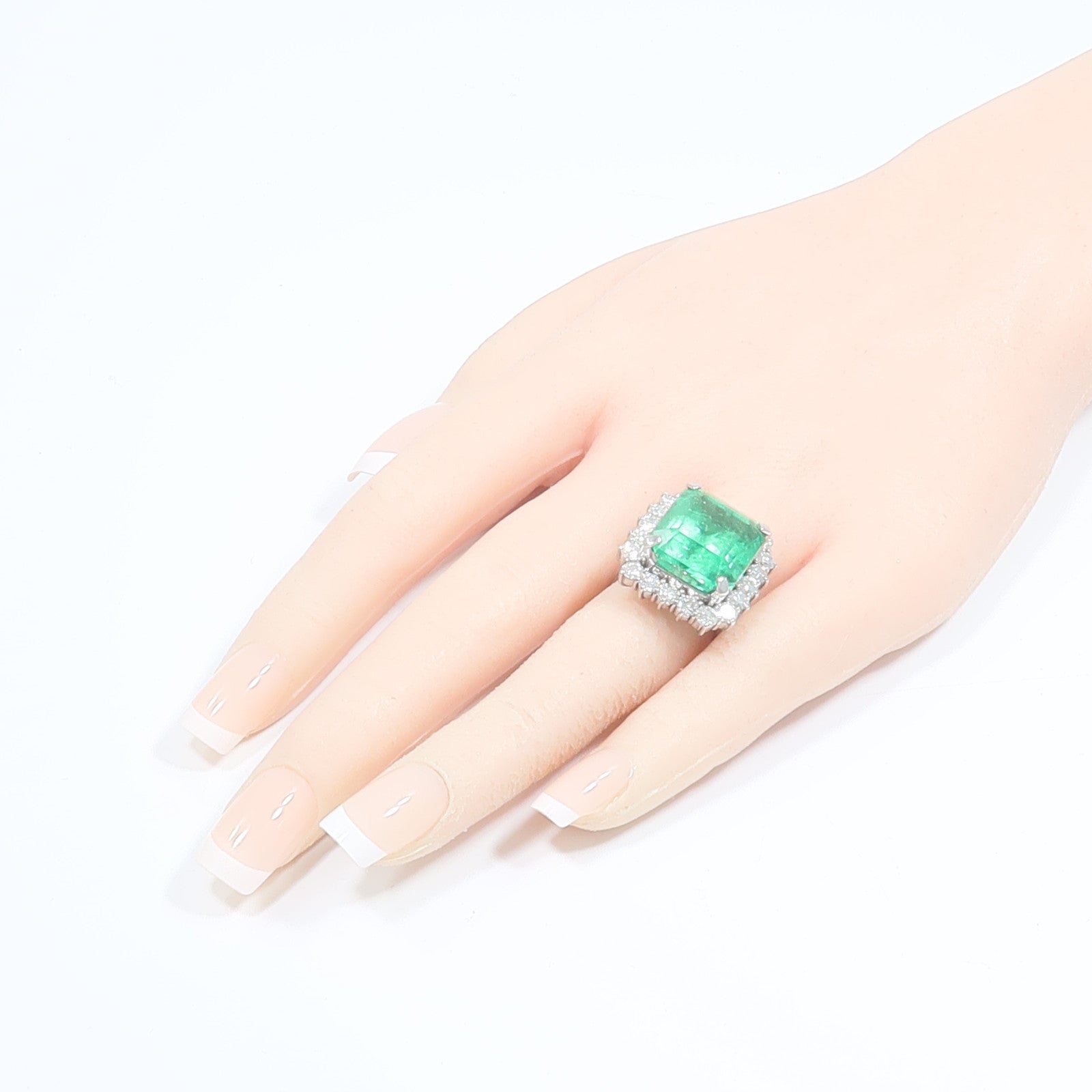 JEWELRY PT850鉑金Emerald Diamond Ring綠寶石/鑽石戒指