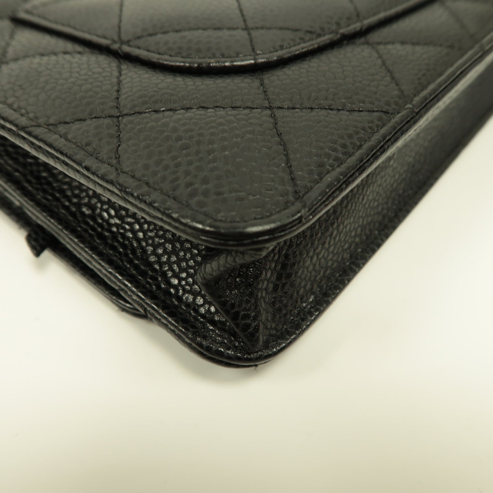 CHANEL 【激減優惠】菱格Caviar皮革Wallet On Chain金扣鏈帶肩背袋黑色