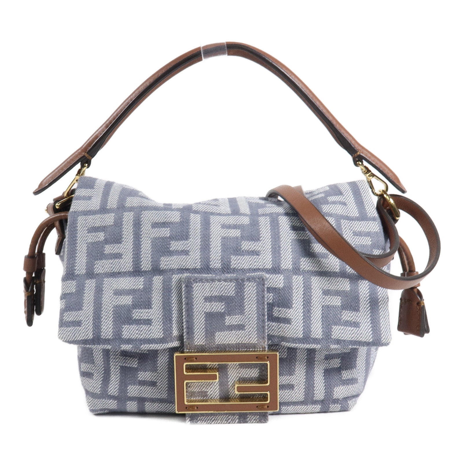 FENDI 牛仔布Mamma Baguette Small手挽肩背兩用袋