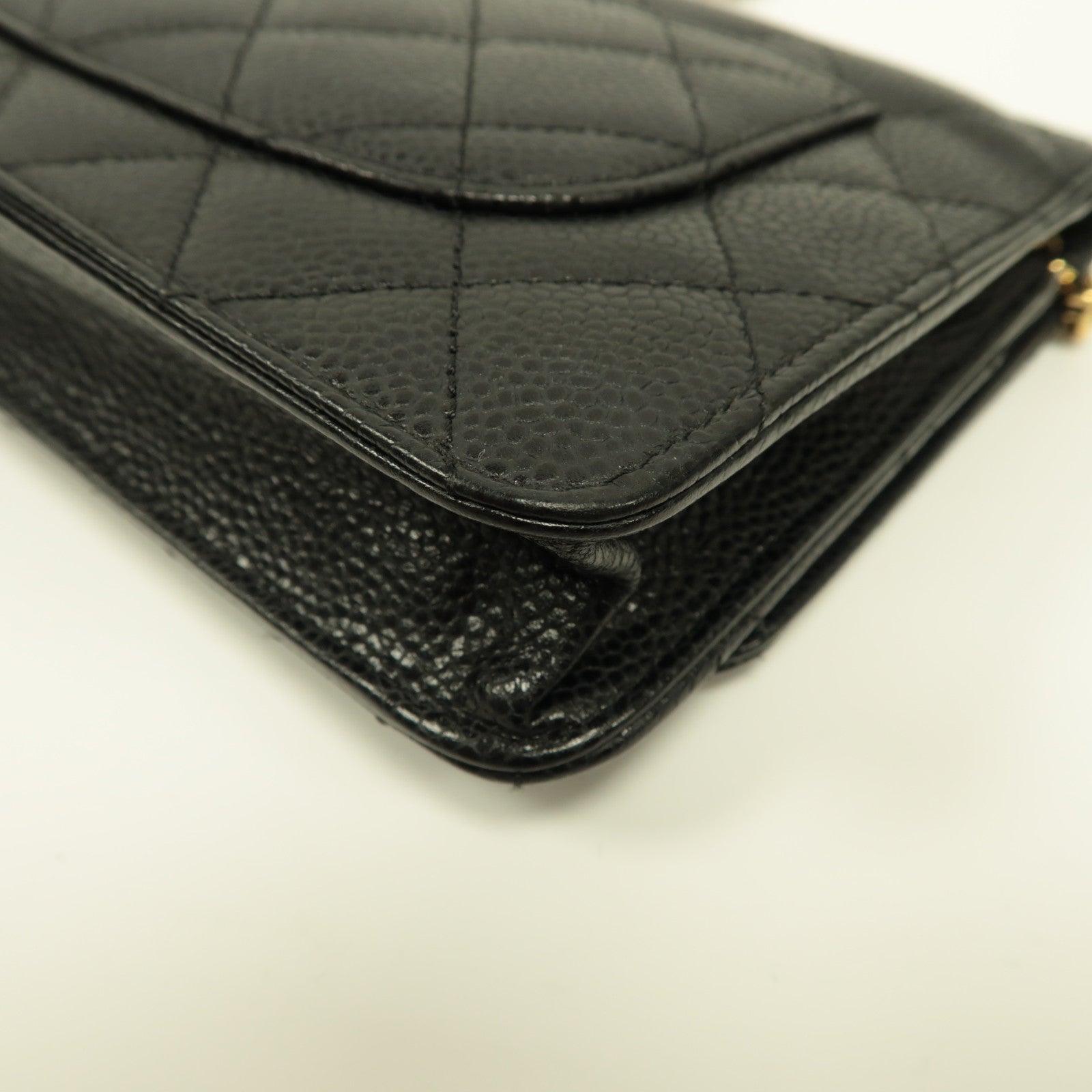 CHANEL 【激減優惠】菱格Caviar皮革Wallet On Chain金扣鏈帶肩背袋黑色