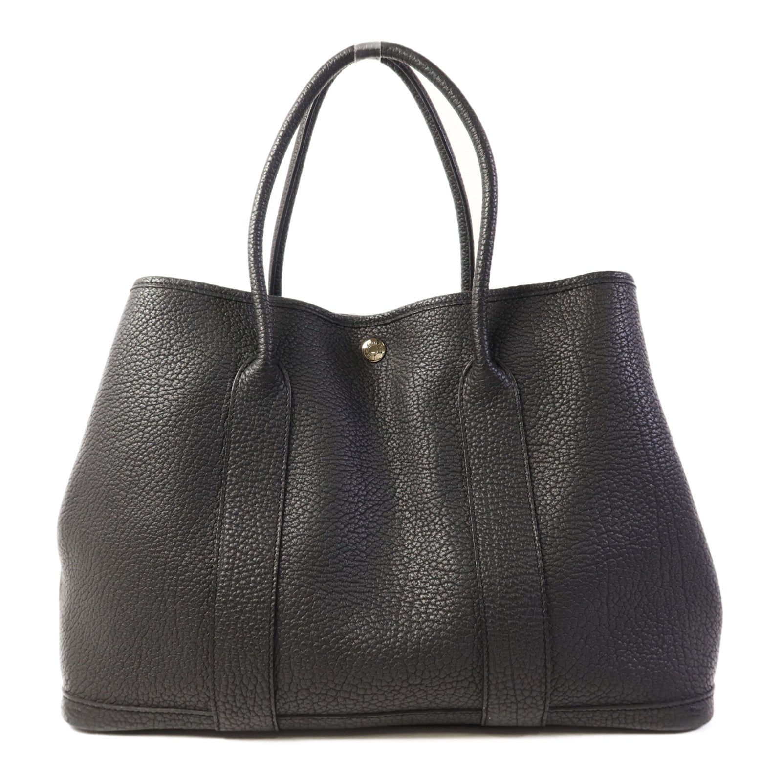 HERMES Negonda皮革Garden Party PM銀扣手挽袋Noir