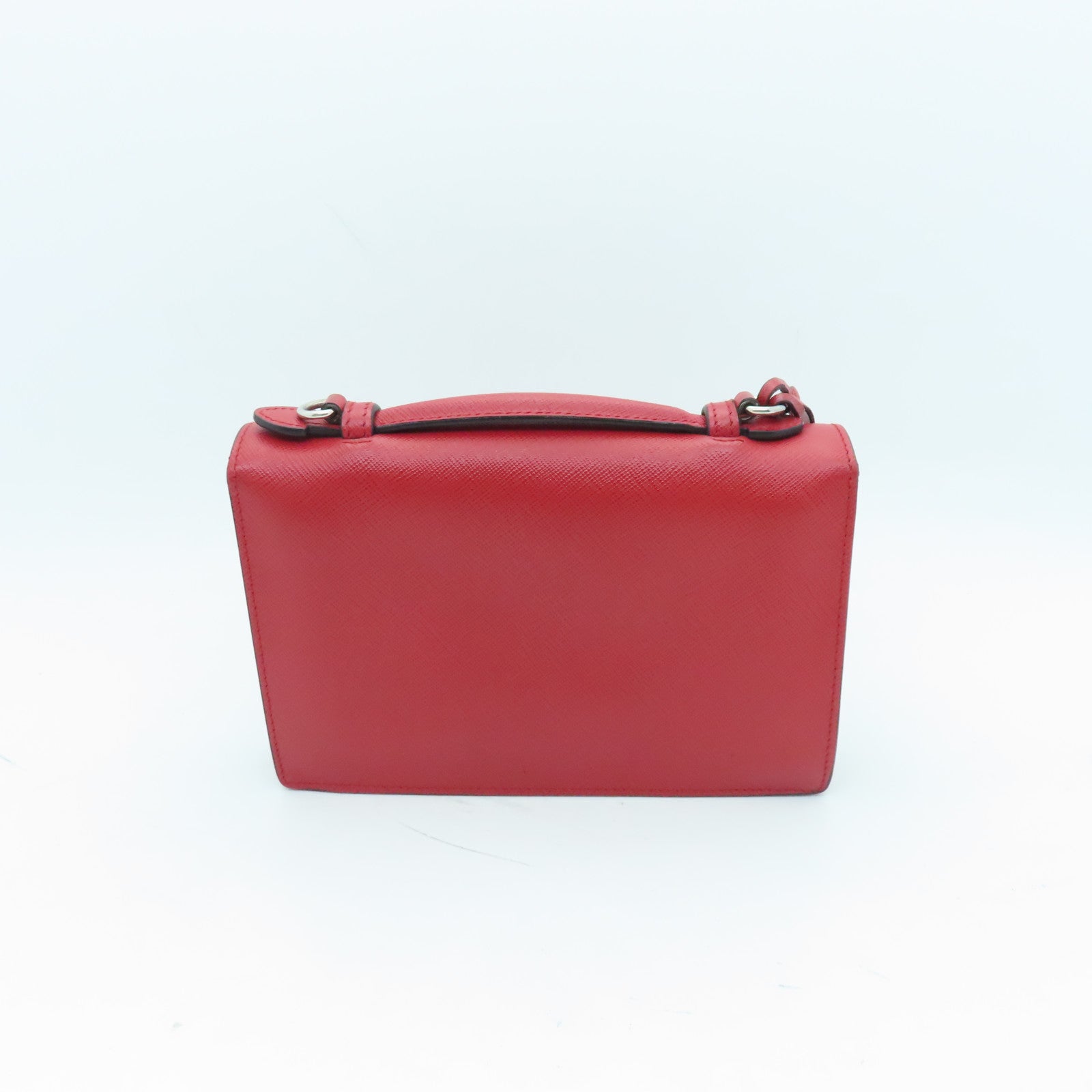 PRADA cowhide leather Shoulder Bag silver buckle handle shoulder bag red