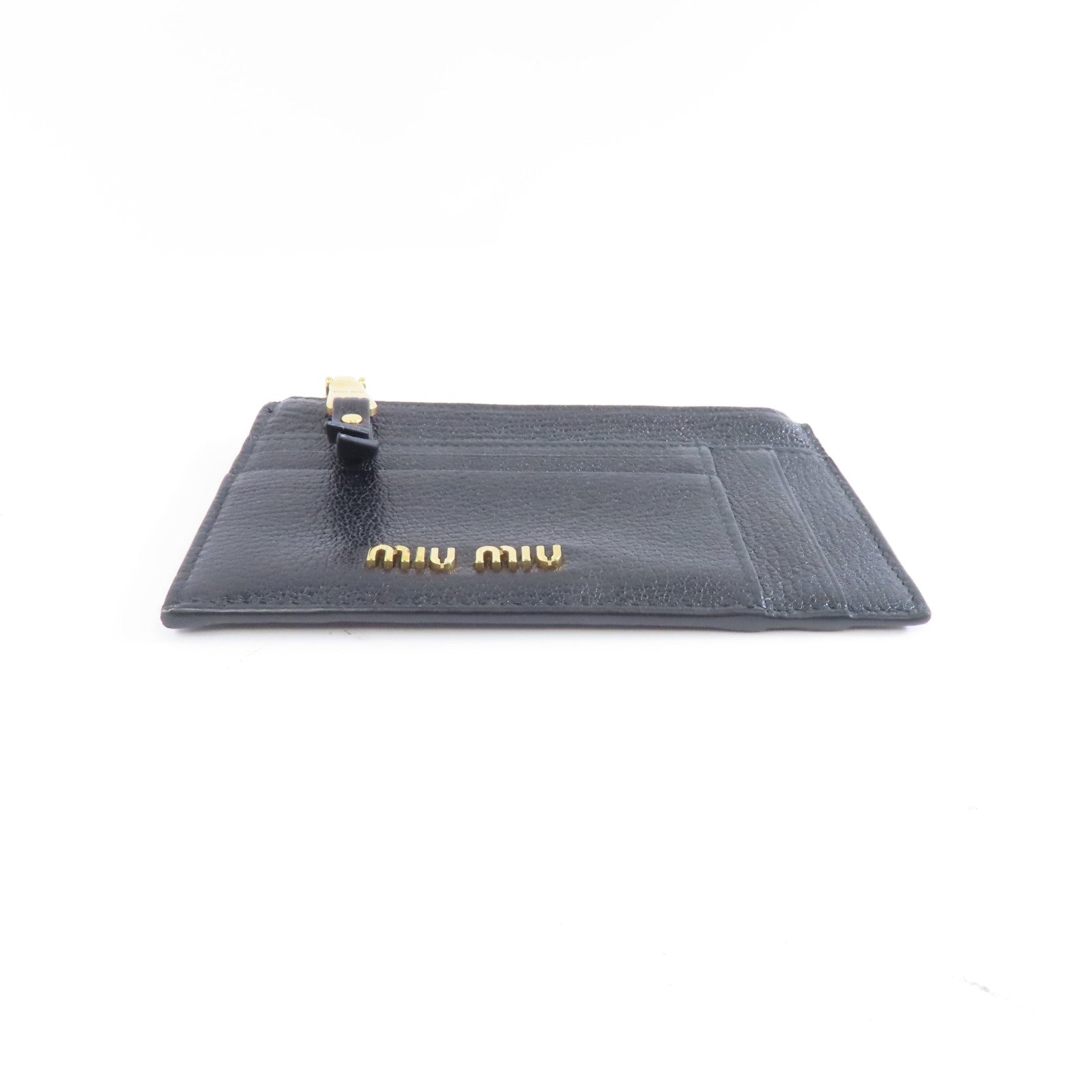 Miu Miu 牛皮皮革Card Case金扣卡片套黑色