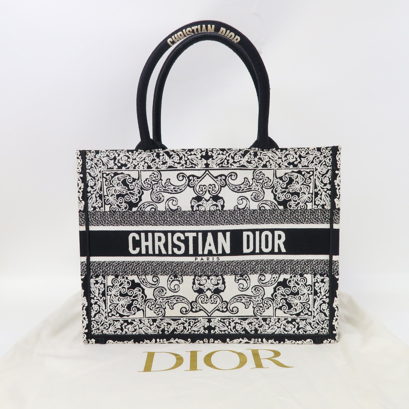 Dior 帆布Book Tote Medium手挽袋黑色/白色