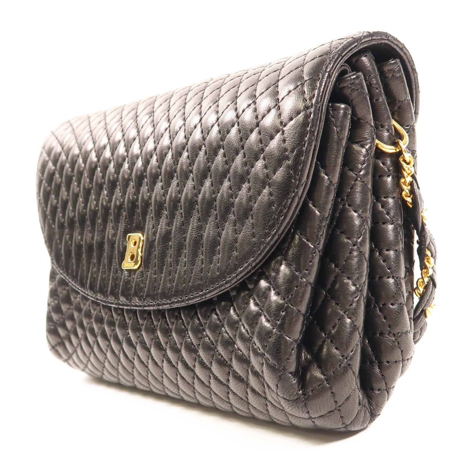 BALLY 羊皮皮革金扣Chain Shoulder Bag鏈帶肩背袋