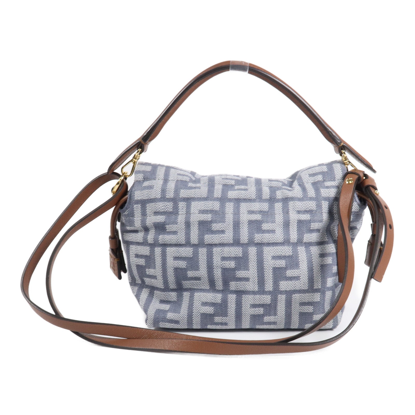 FENDI 牛仔布Mamma Baguette Small手挽肩背兩用袋