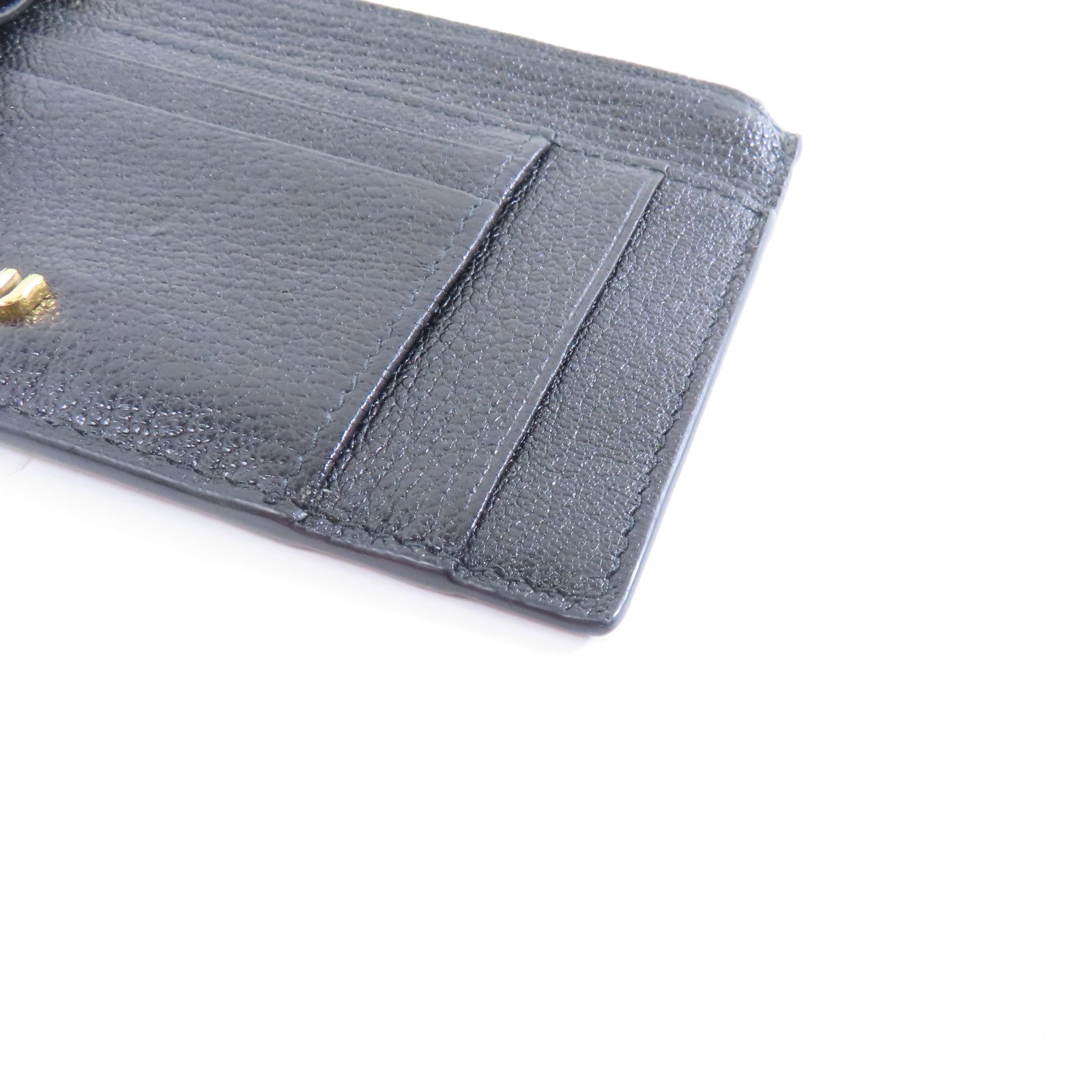 Miu Miu 牛皮皮革Card Case金扣卡片套黑色