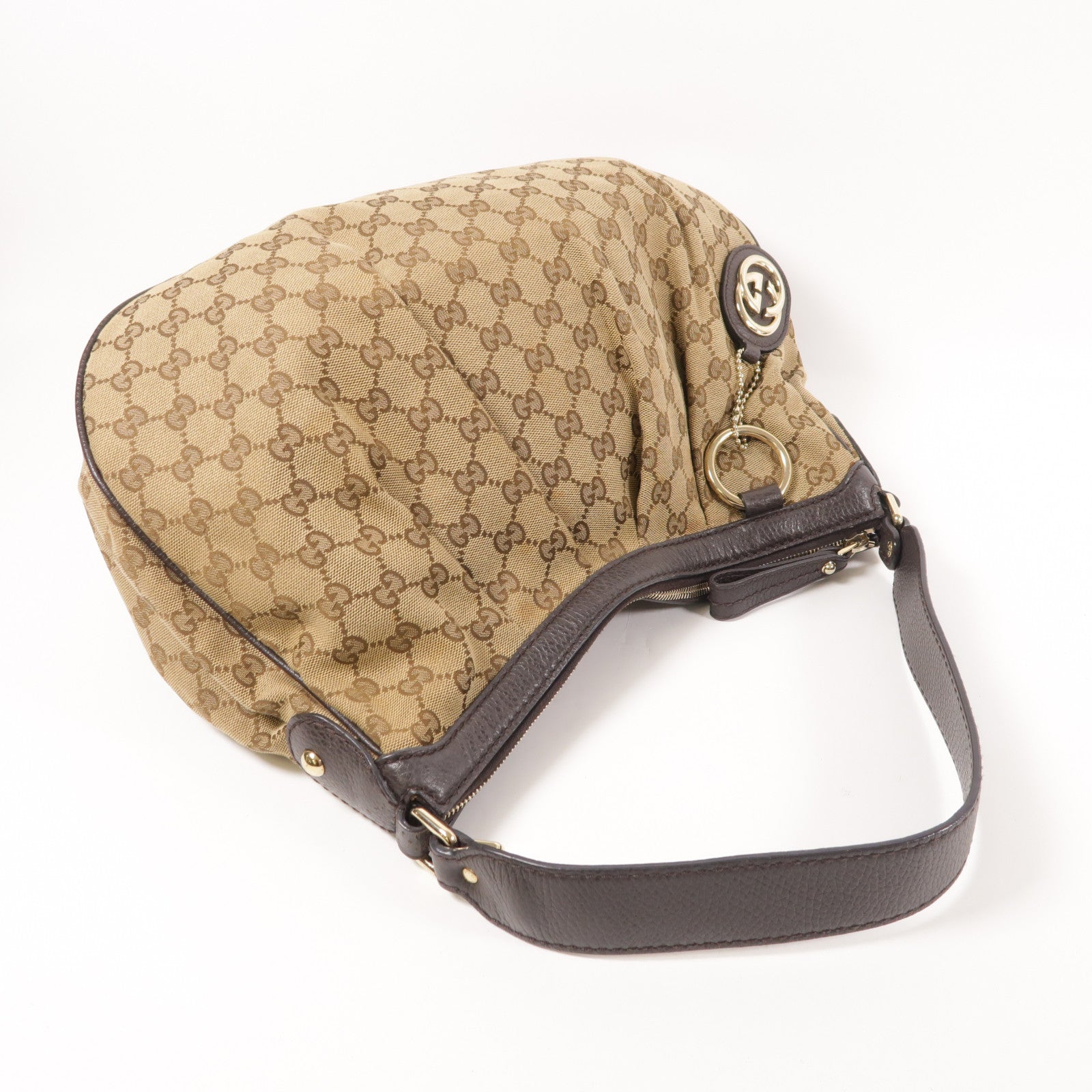 GUCCI GG GHW Shoulder Bag 364843 Canvas Brown