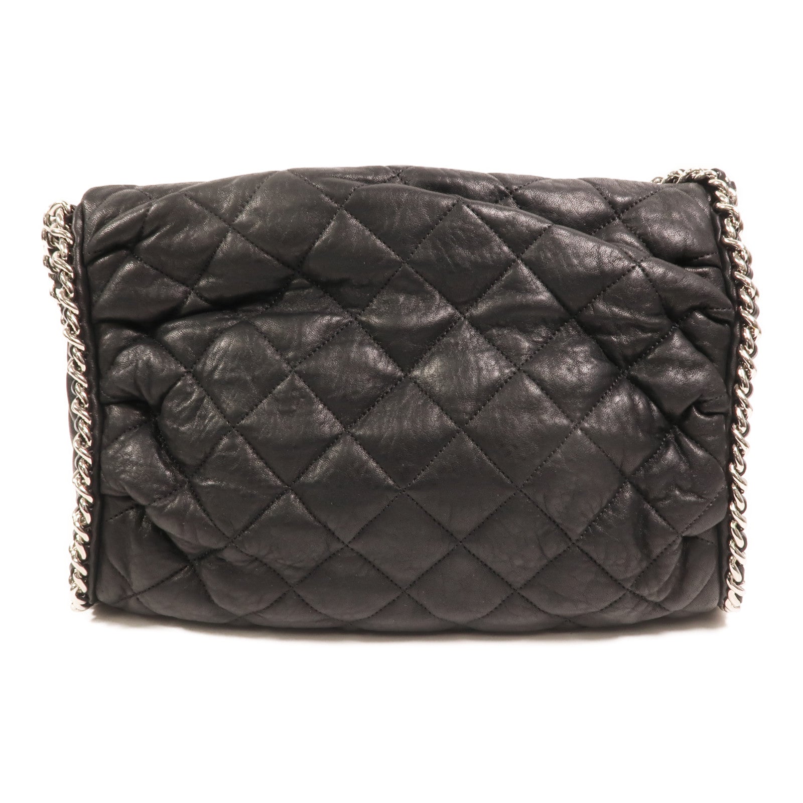 CHANEL 牛皮皮革Chain Around Hobo Bag銀扣鏈帶肩背袋