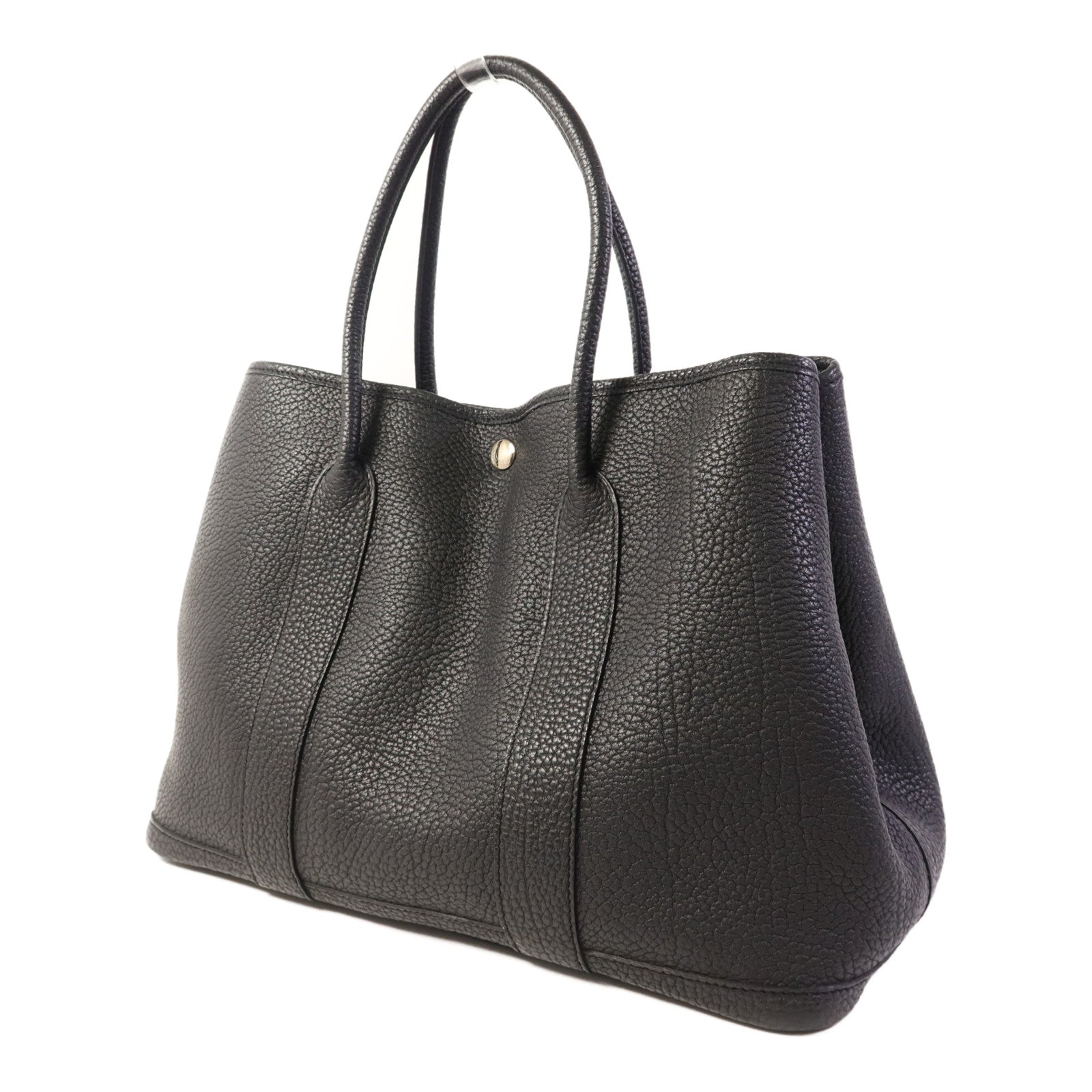 HERMES Negonda皮革Garden Party PM銀扣手挽袋Noir