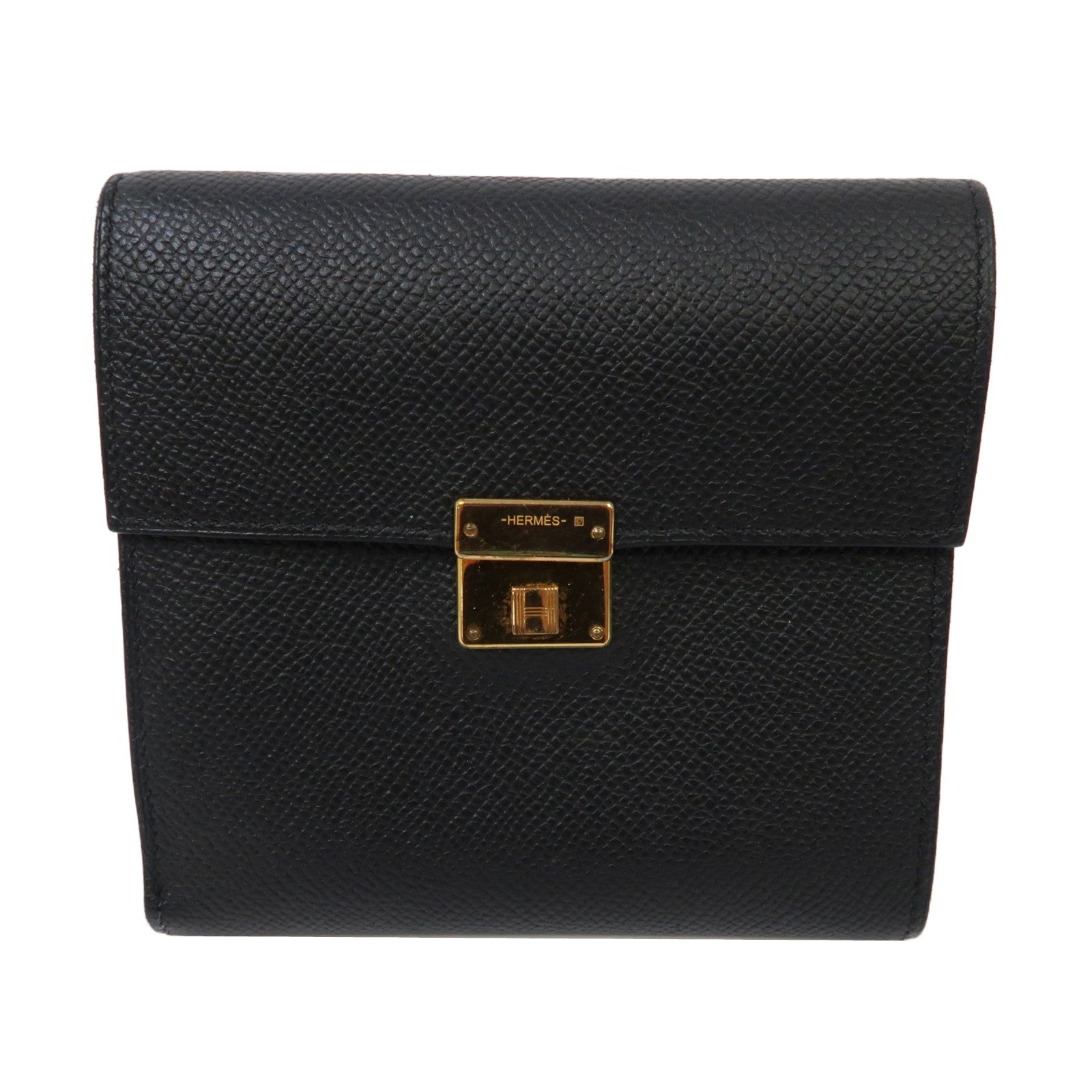 HERMES Epsom皮革Clic 12 Wallet金扣錢包黑色