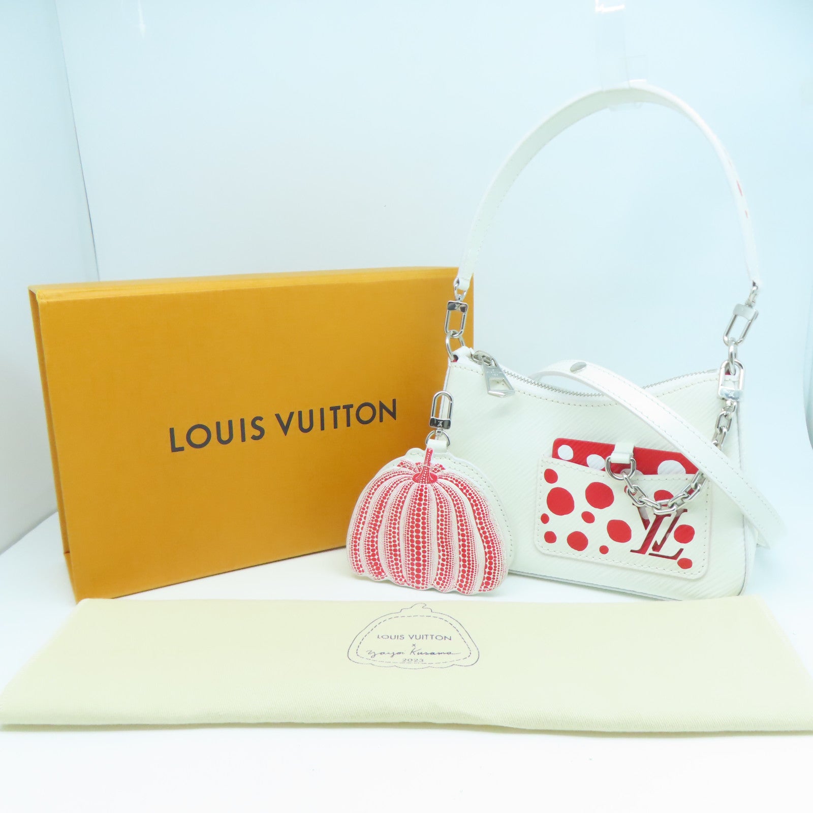 LOUIS VUITTON 【激減優惠】Epi LV x YK Marellini銀扣手挽肩背兩用袋白色/紅色