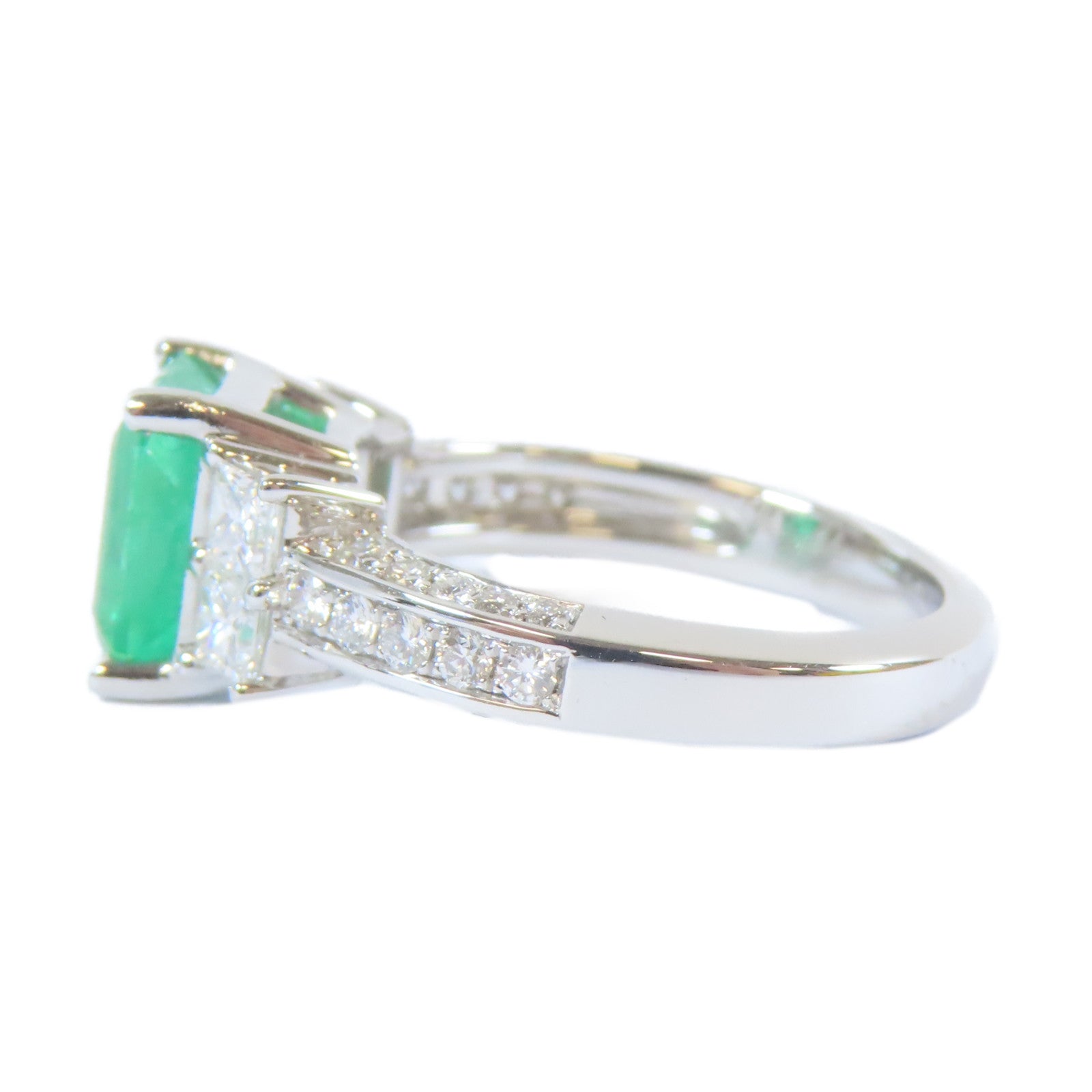 JEWELRY 【激減優惠】PT950白金Ring2.40ct綠寶石/0.80ct鑽石戒指US#6