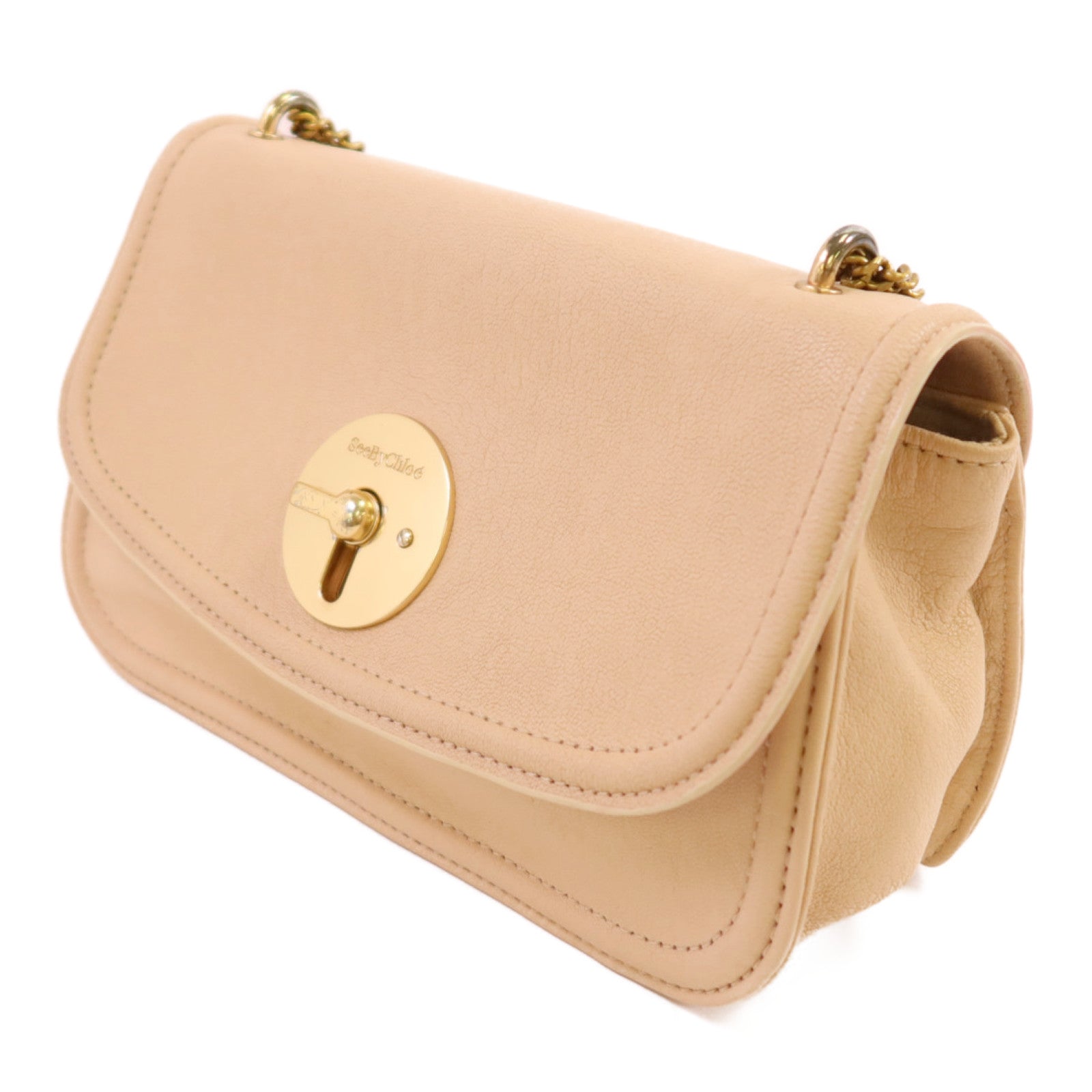 SEE BY CHLOE 牛皮皮革Chain Shoulder金扣鏈帶肩背袋